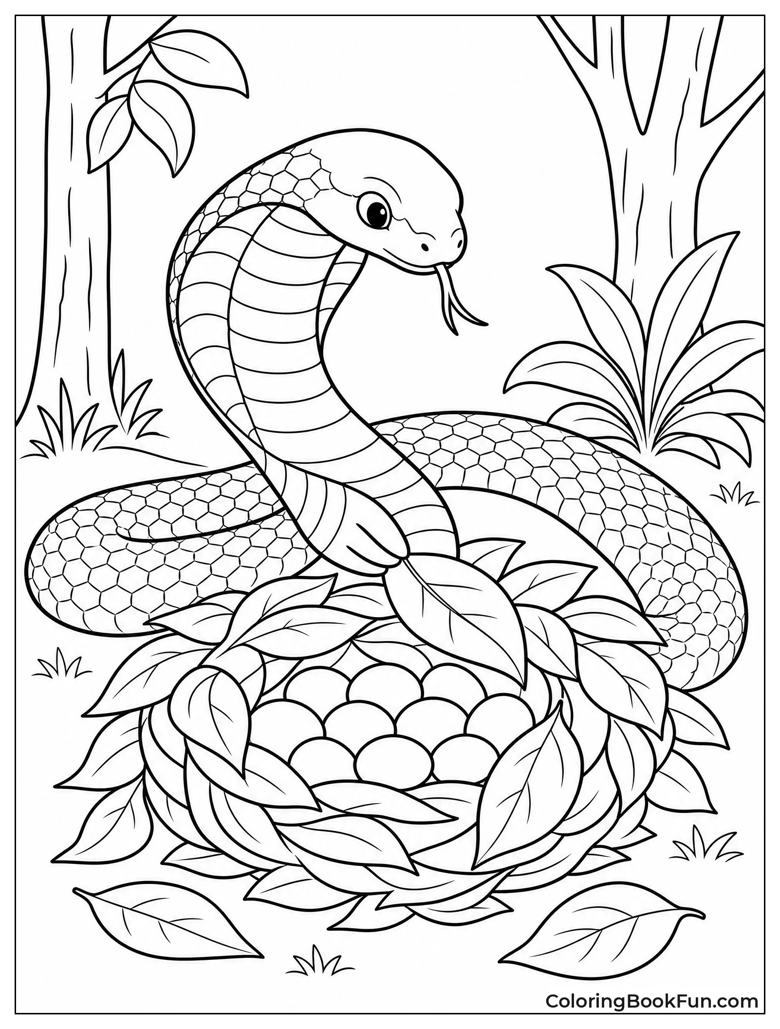 Cobra Building a Leaf Nest