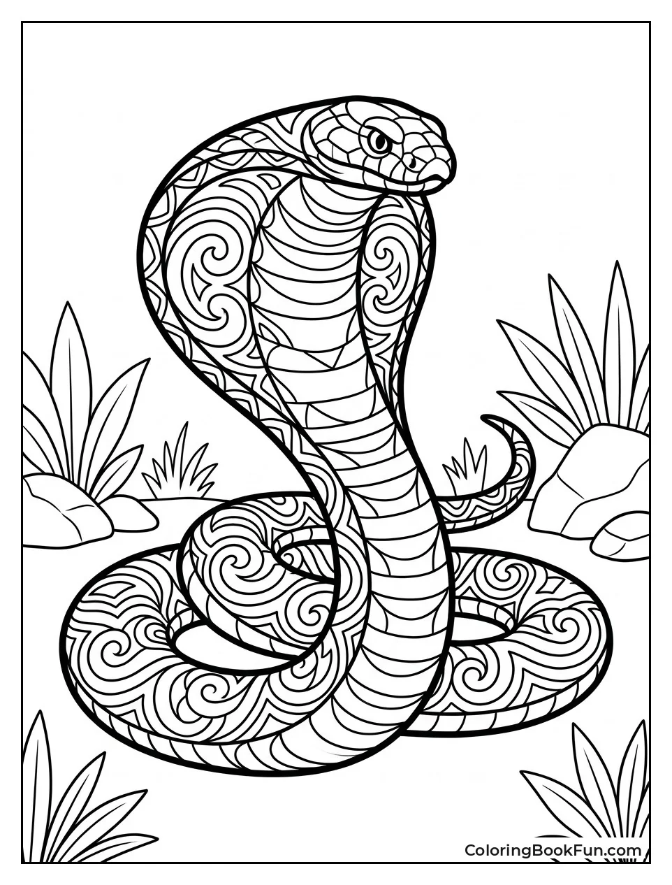 Cobra Covered in Swirling Designs