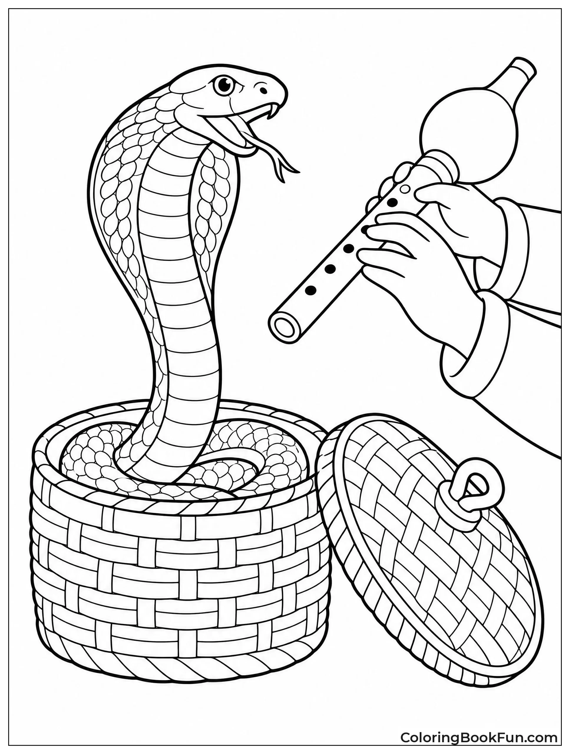 Cobra Rising from Woven Basket