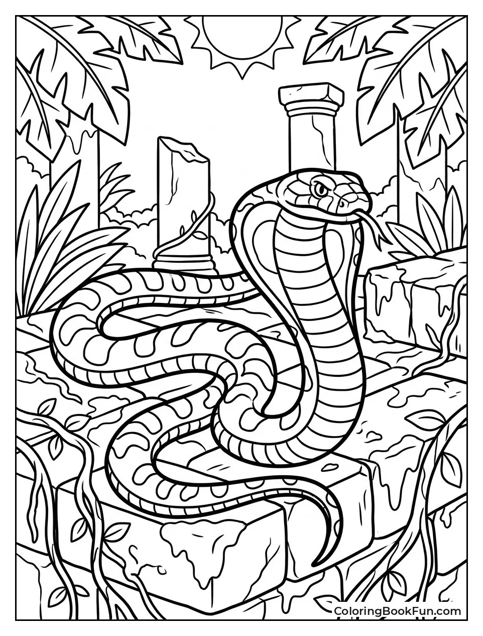 Cobra on Ancient Jungle Temple