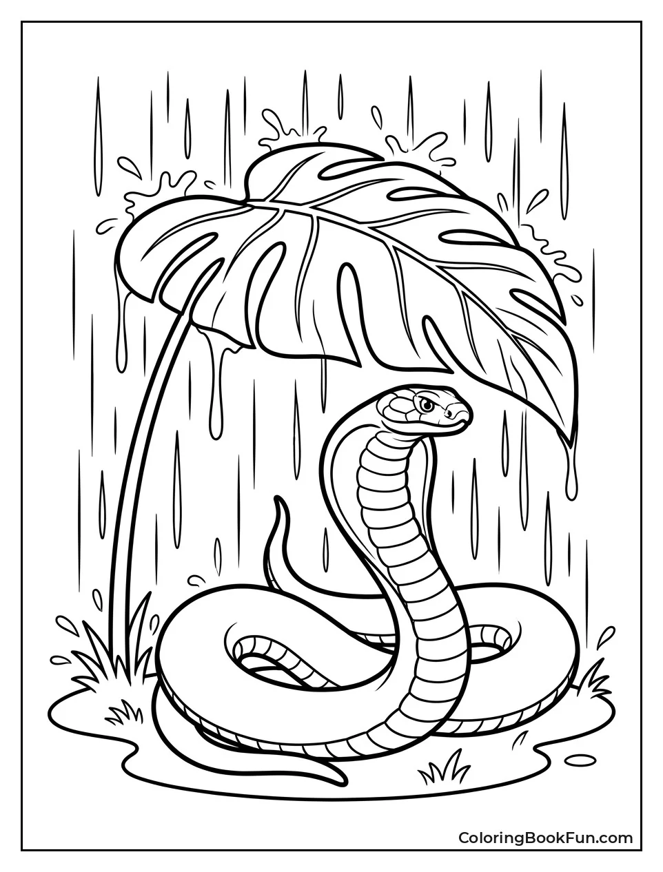 Cobra Sheltering Under Large Leaf