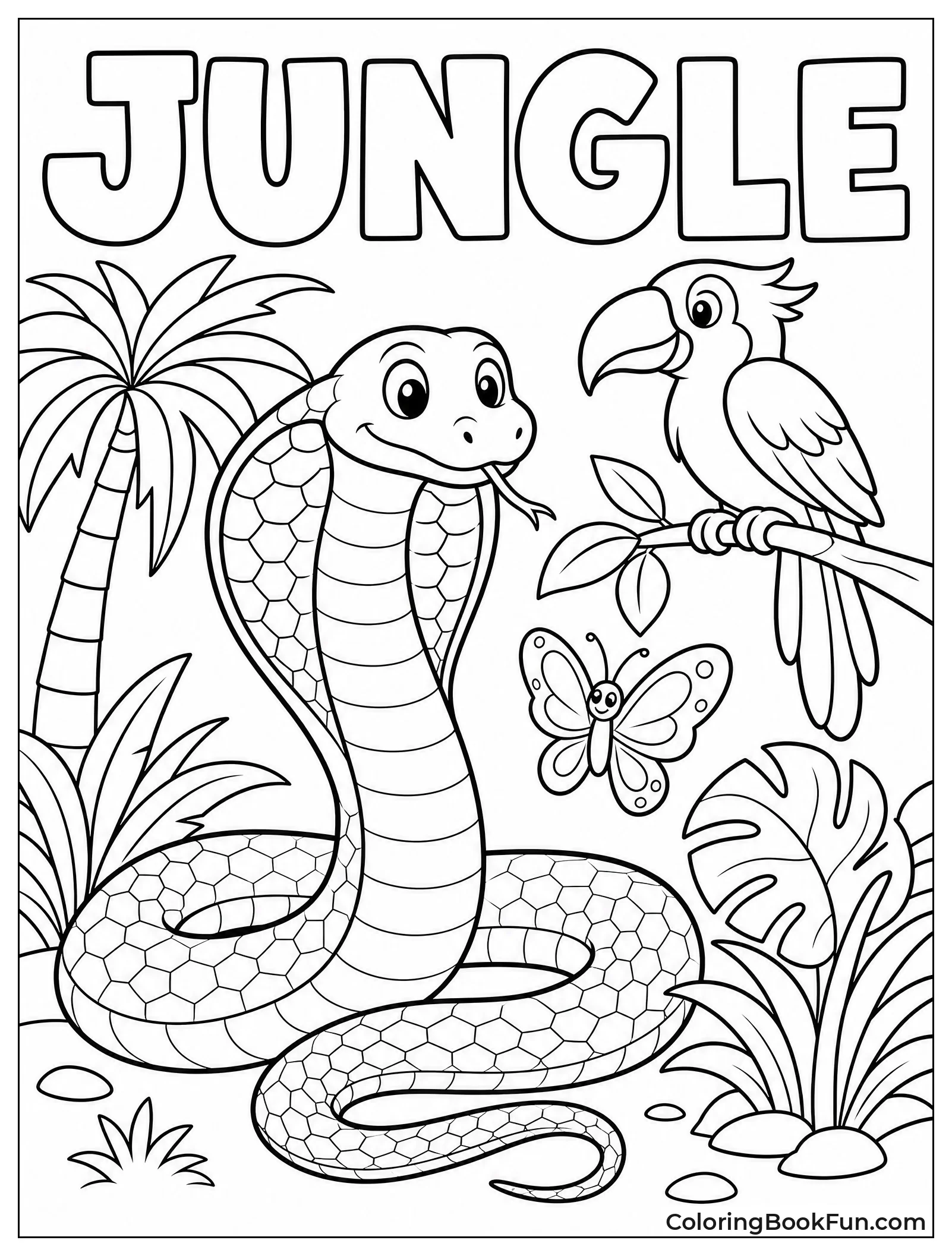 Cobra with Bird and Butterfly