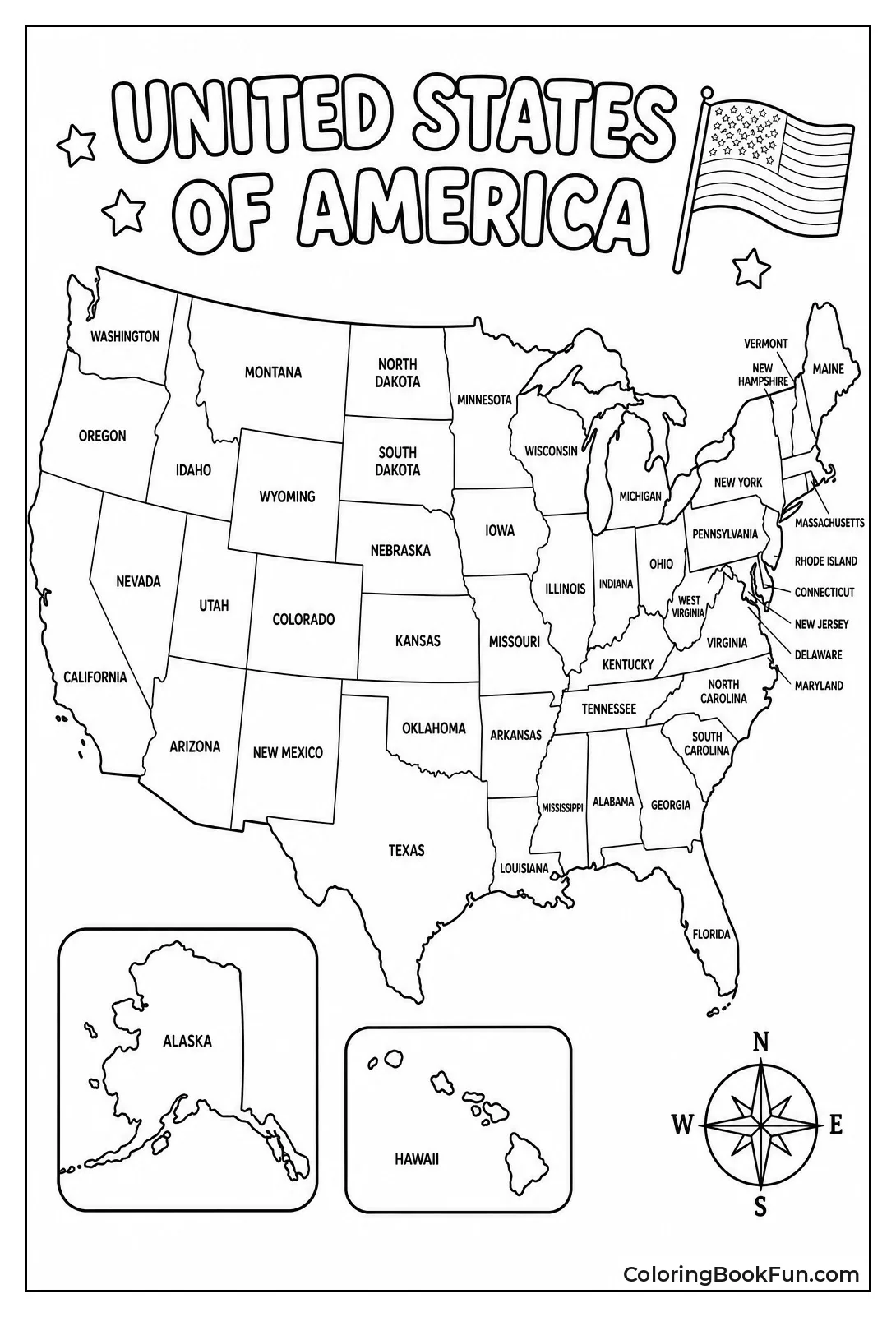 Color the Labeled United States Map
