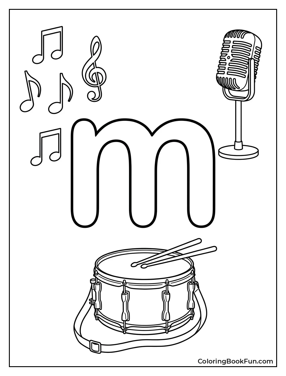 Lowercase m Next to Music Notes