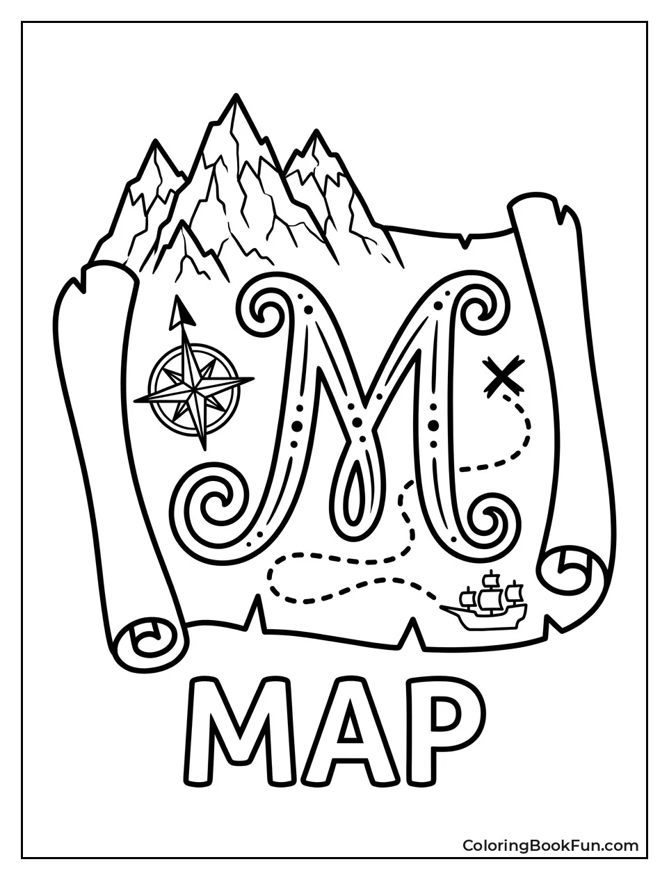 Pirate Treasure Map with Giant M