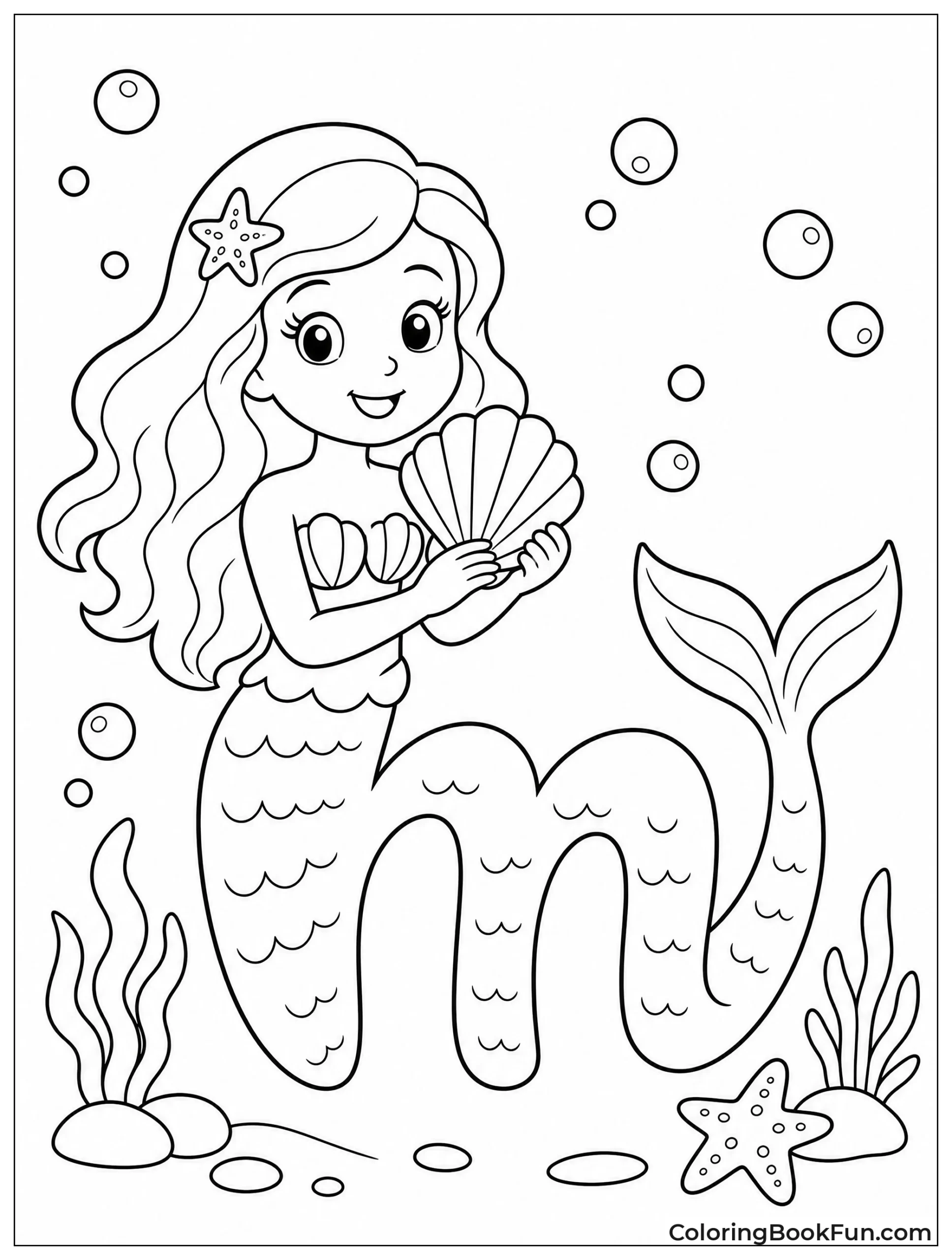Mermaid Tail Curled into a Lowercase m