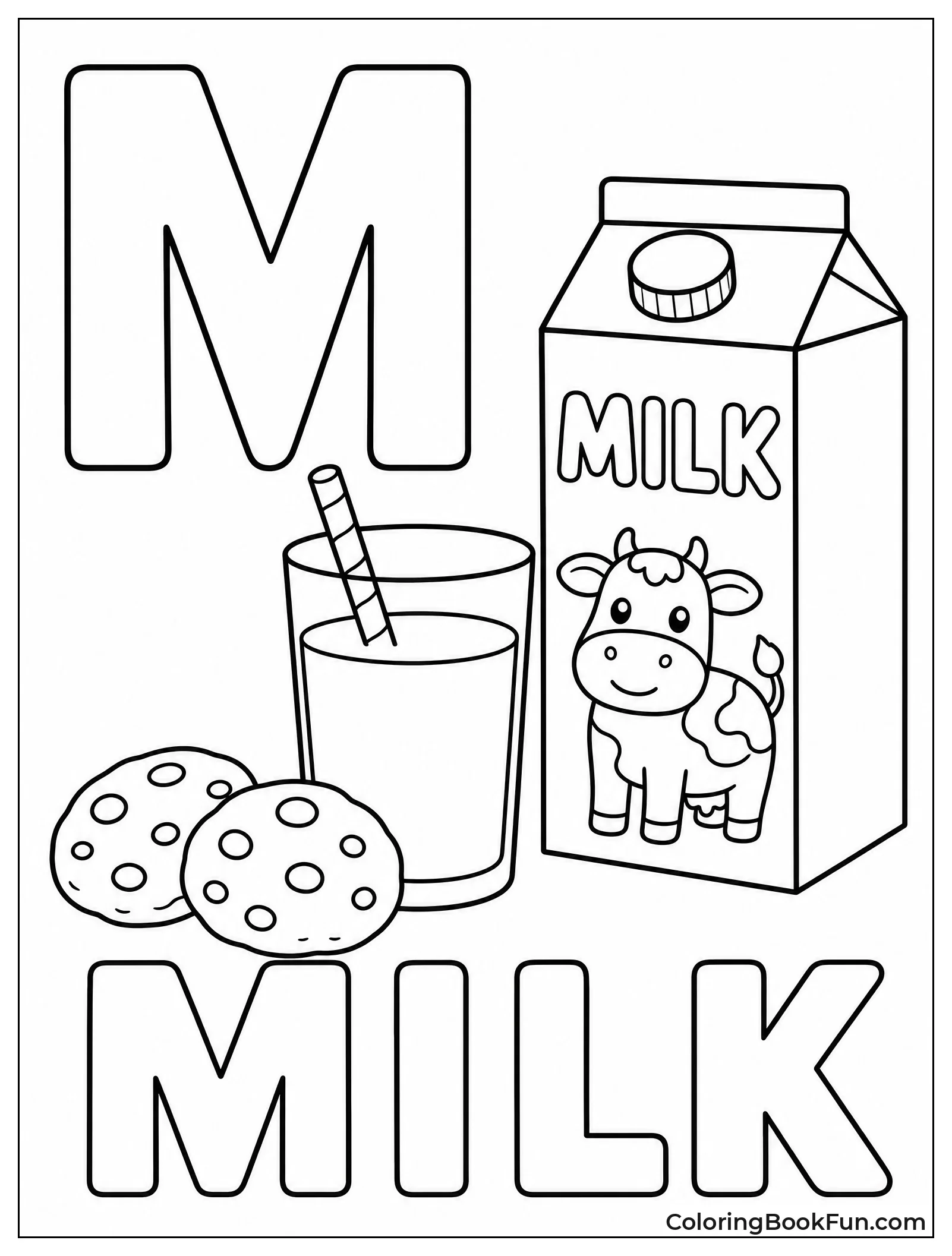 Glass of Milk Beside a Big M