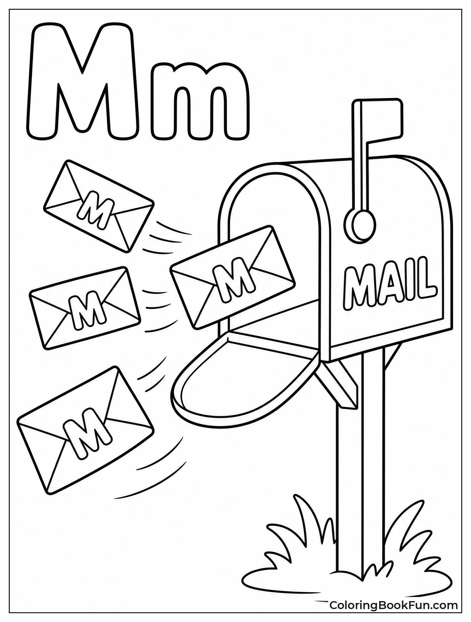 Blue Mailbox with Envelopes Flying Out