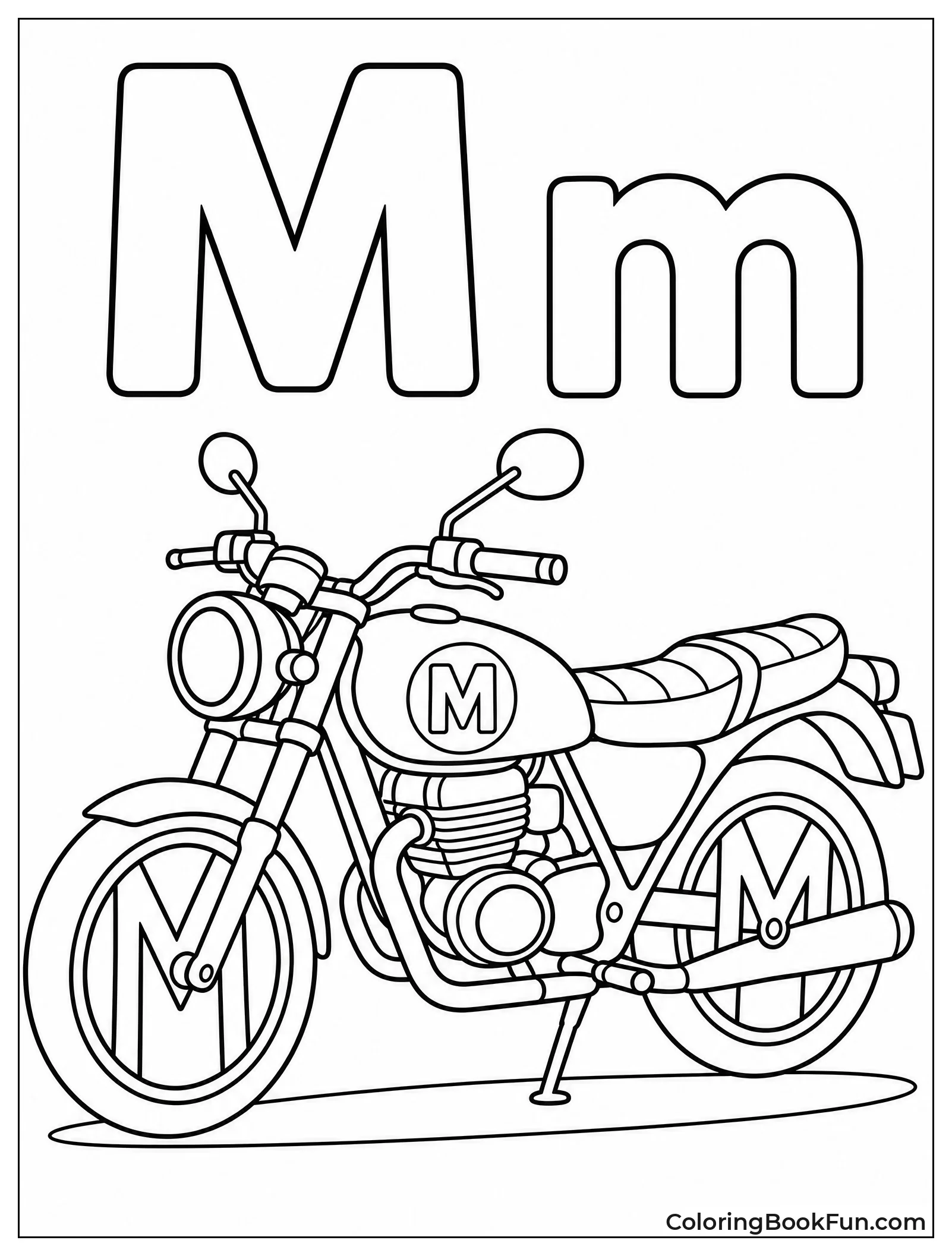 Motorbike with M Spoked Wheels