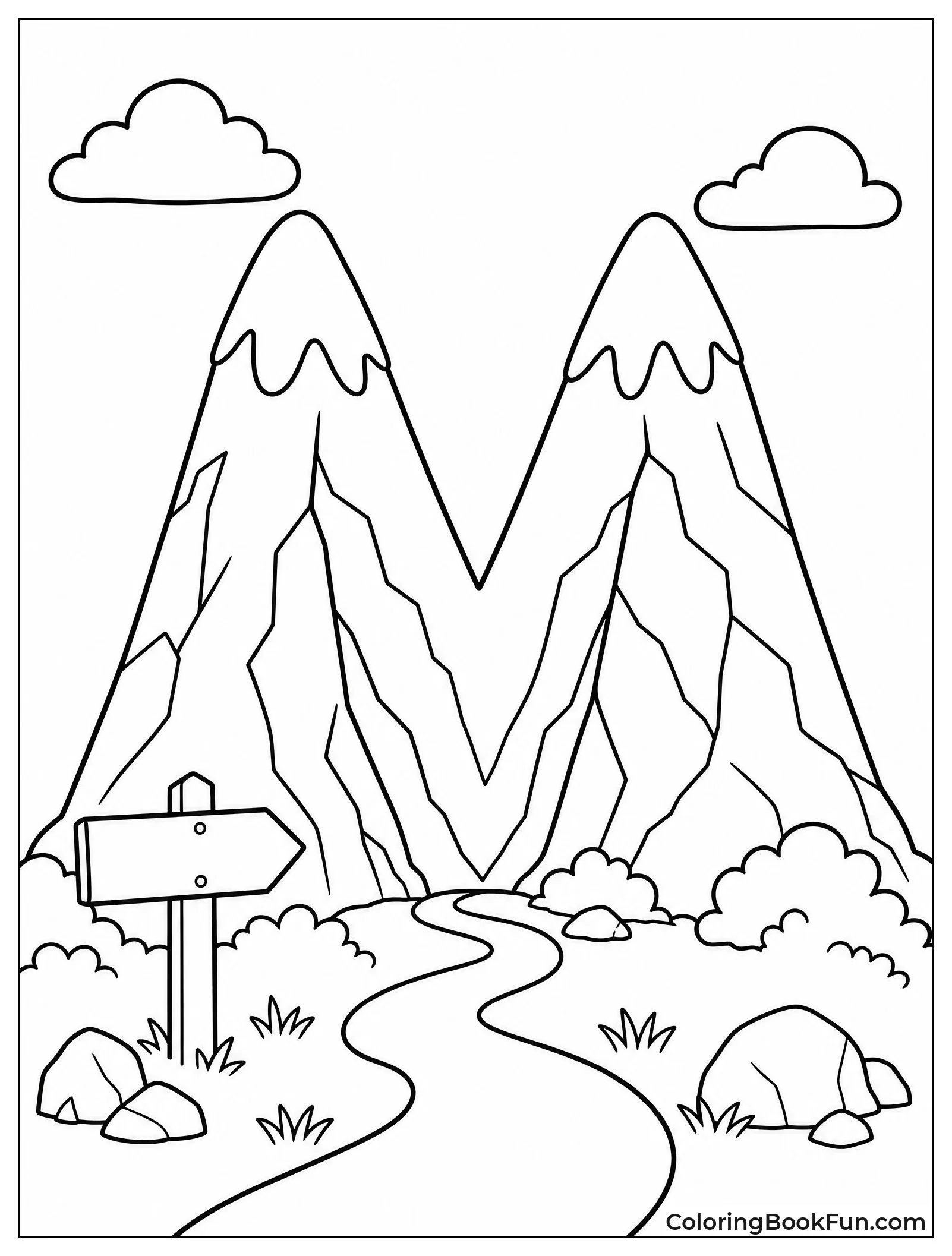 Mountain Peaks Forming a Capital M