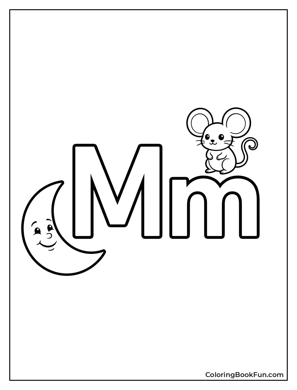 Simple M with a Moon and Mouse
