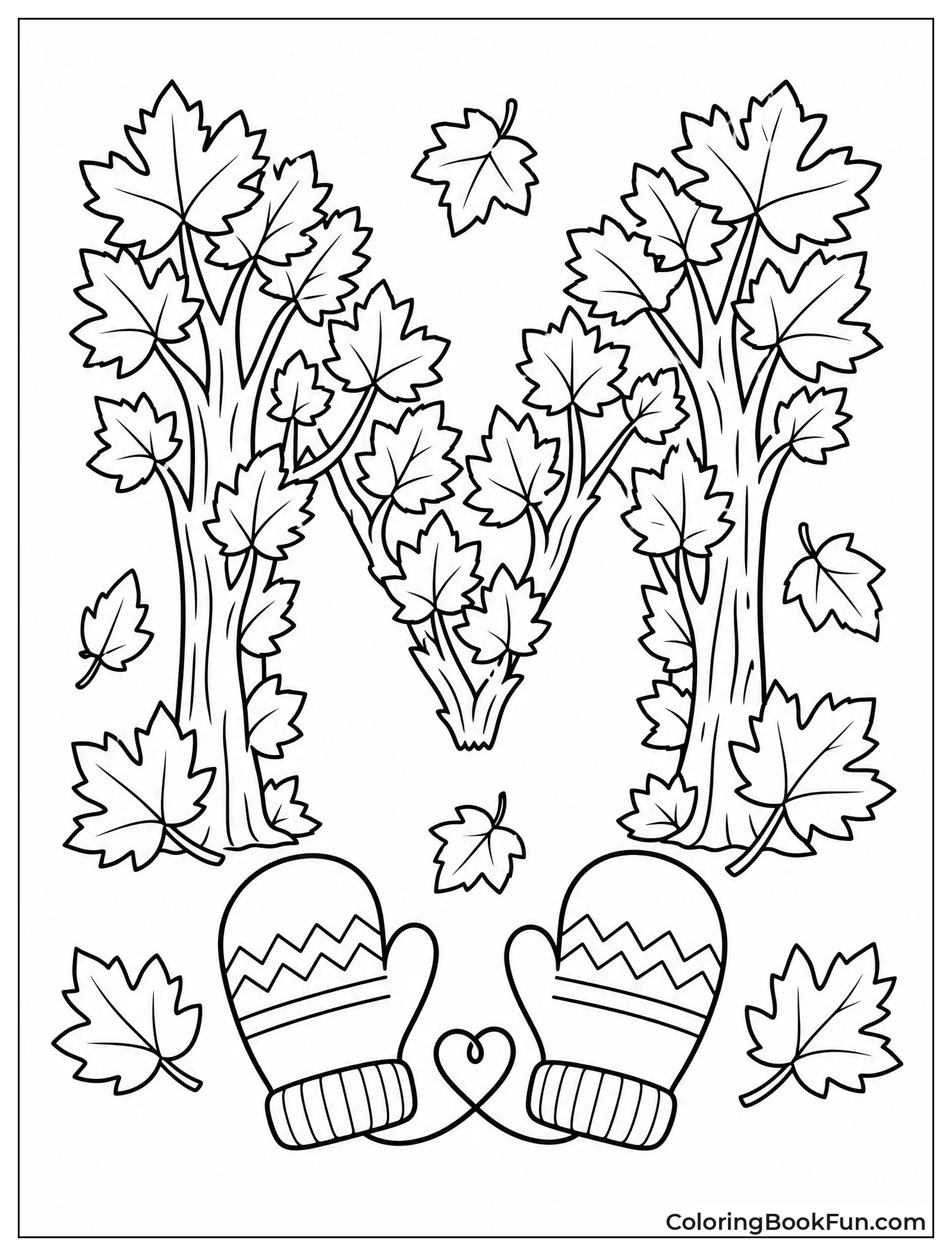 Fall Leaves Forming an Uppercase M