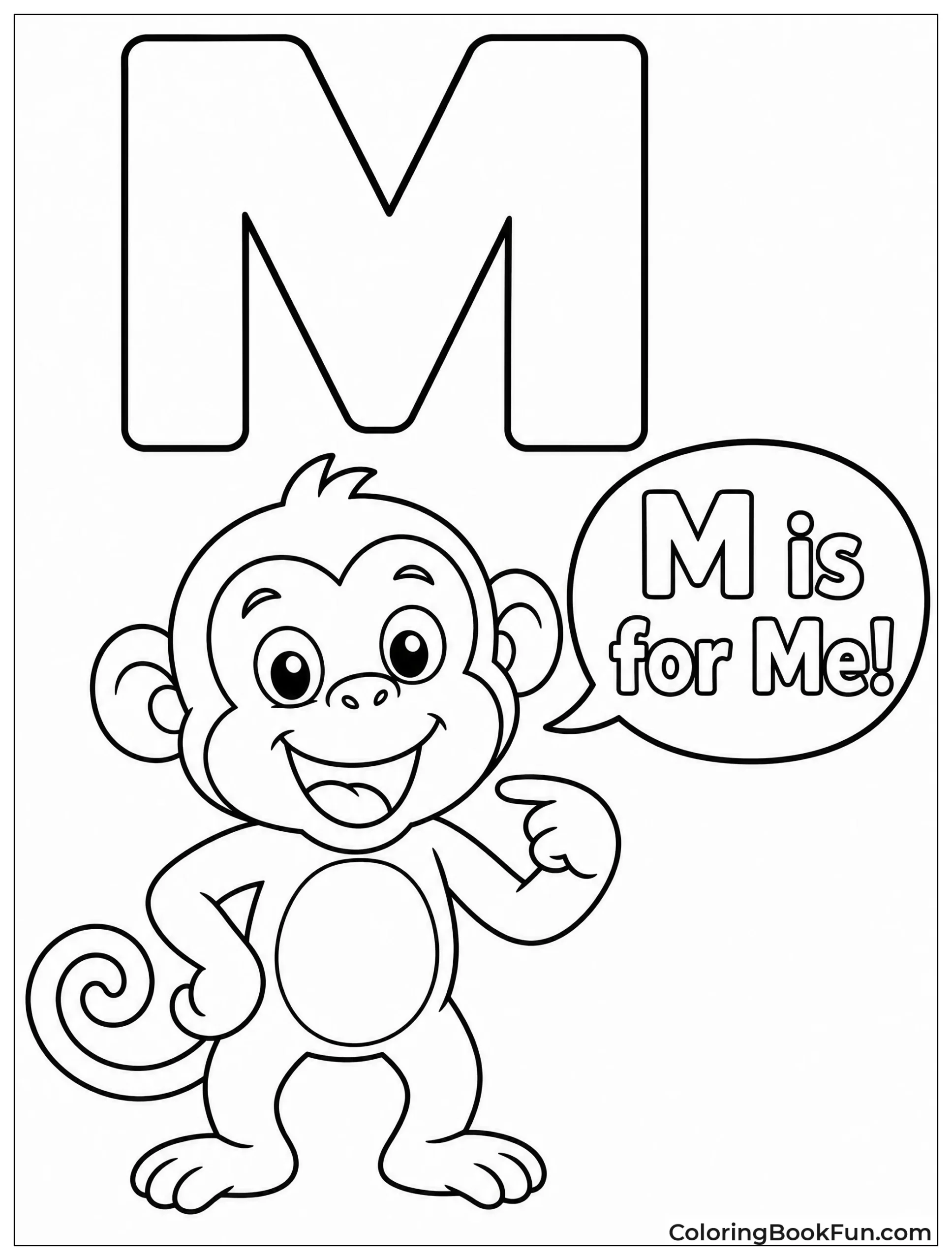 Monkey in a Speech Bubble Saying M