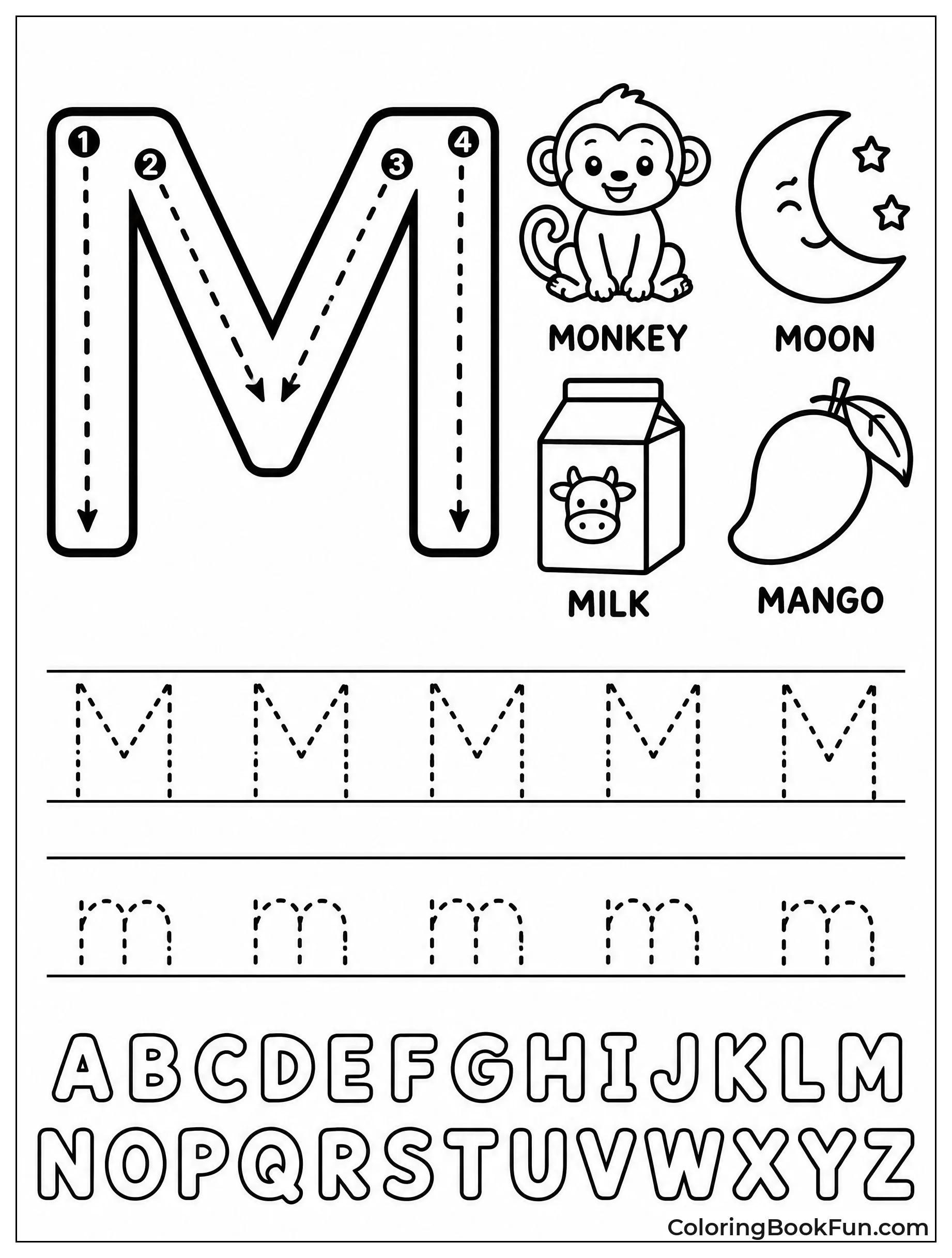 Tracing a Big Uppercase M with Arrows