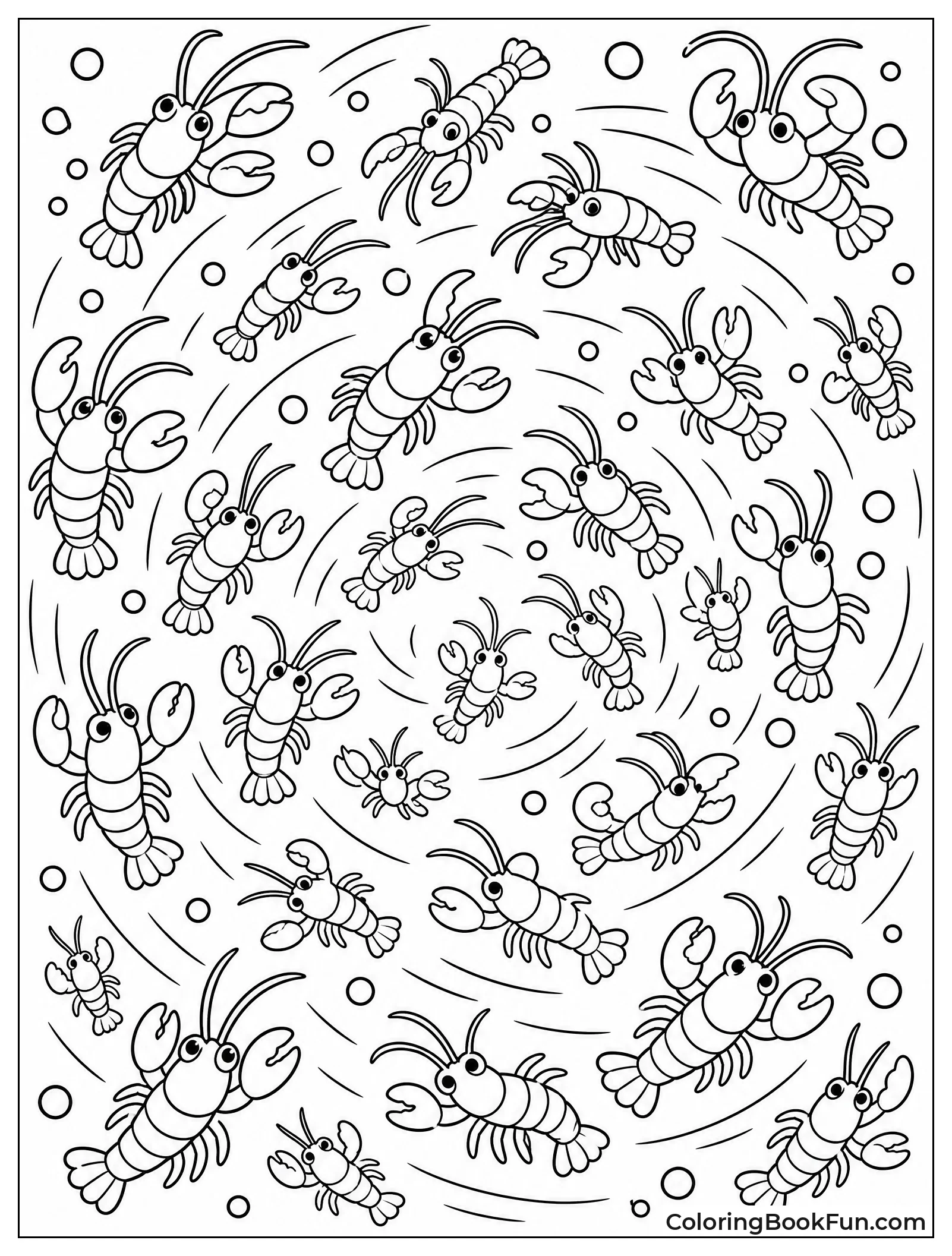 Tiny Lobsters Swimming in Swarm