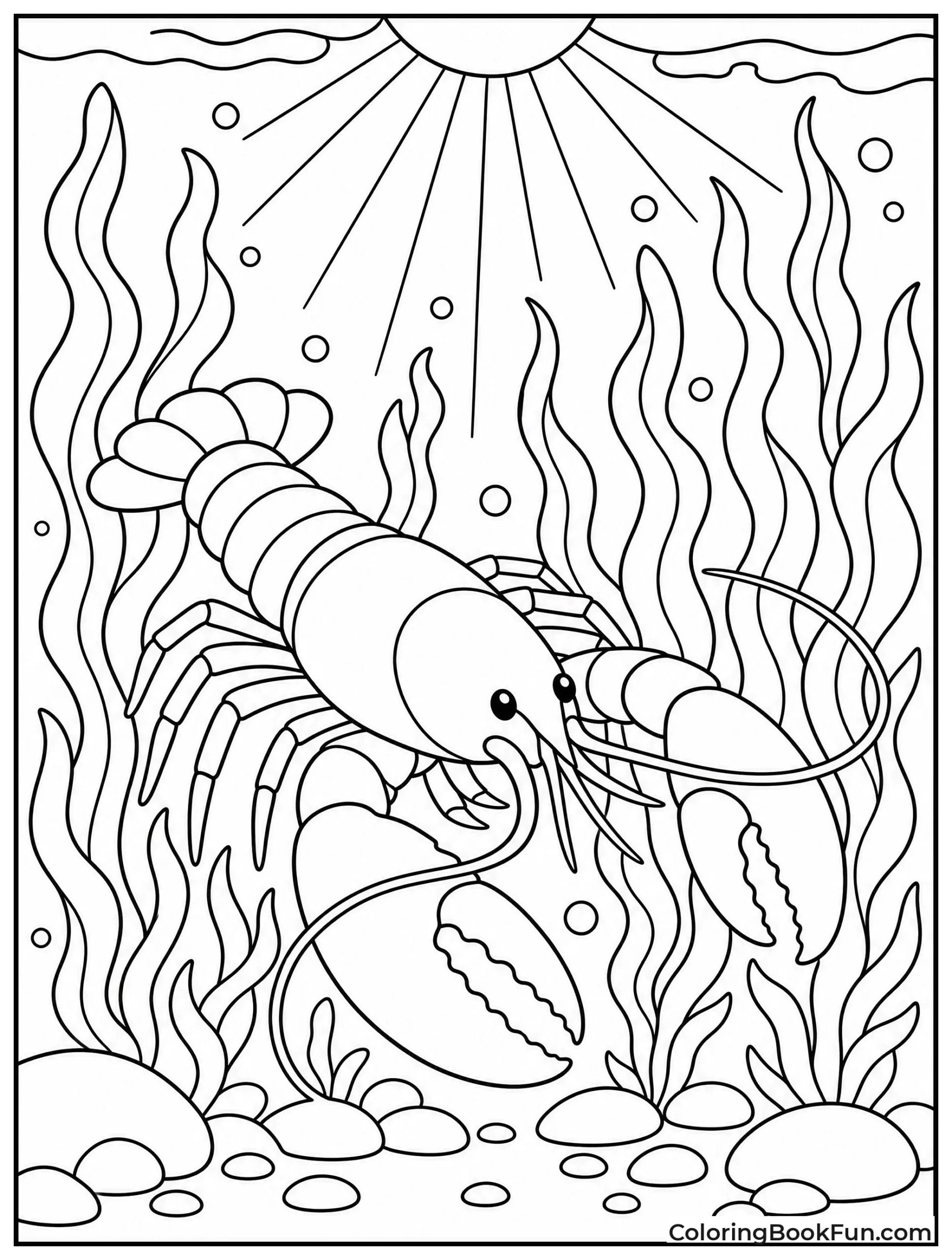 Lobster Exploring Tall Kelp Forest