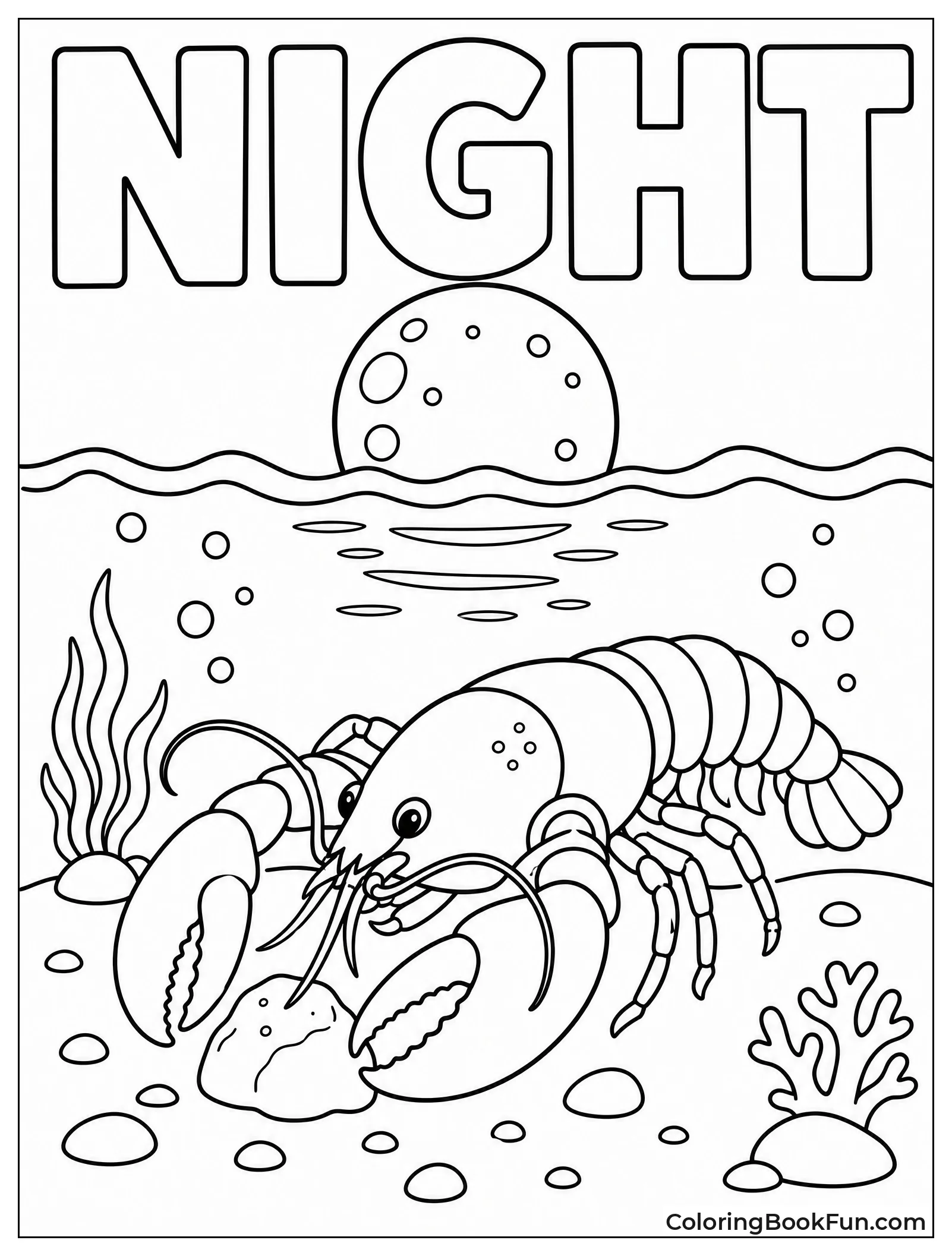 Lobster Foraging Under Moonlight