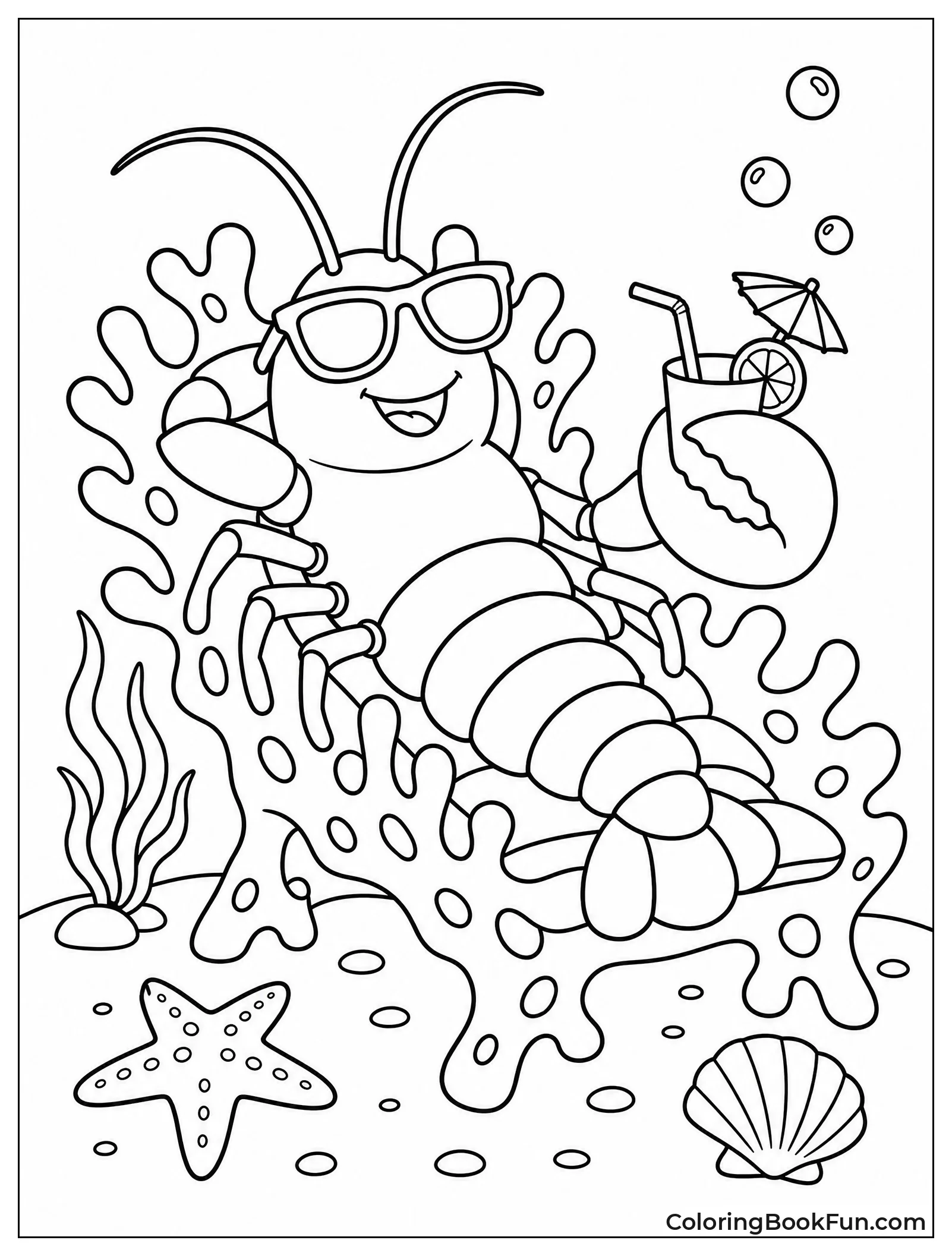 Lobster Lounging on Coral Chair
