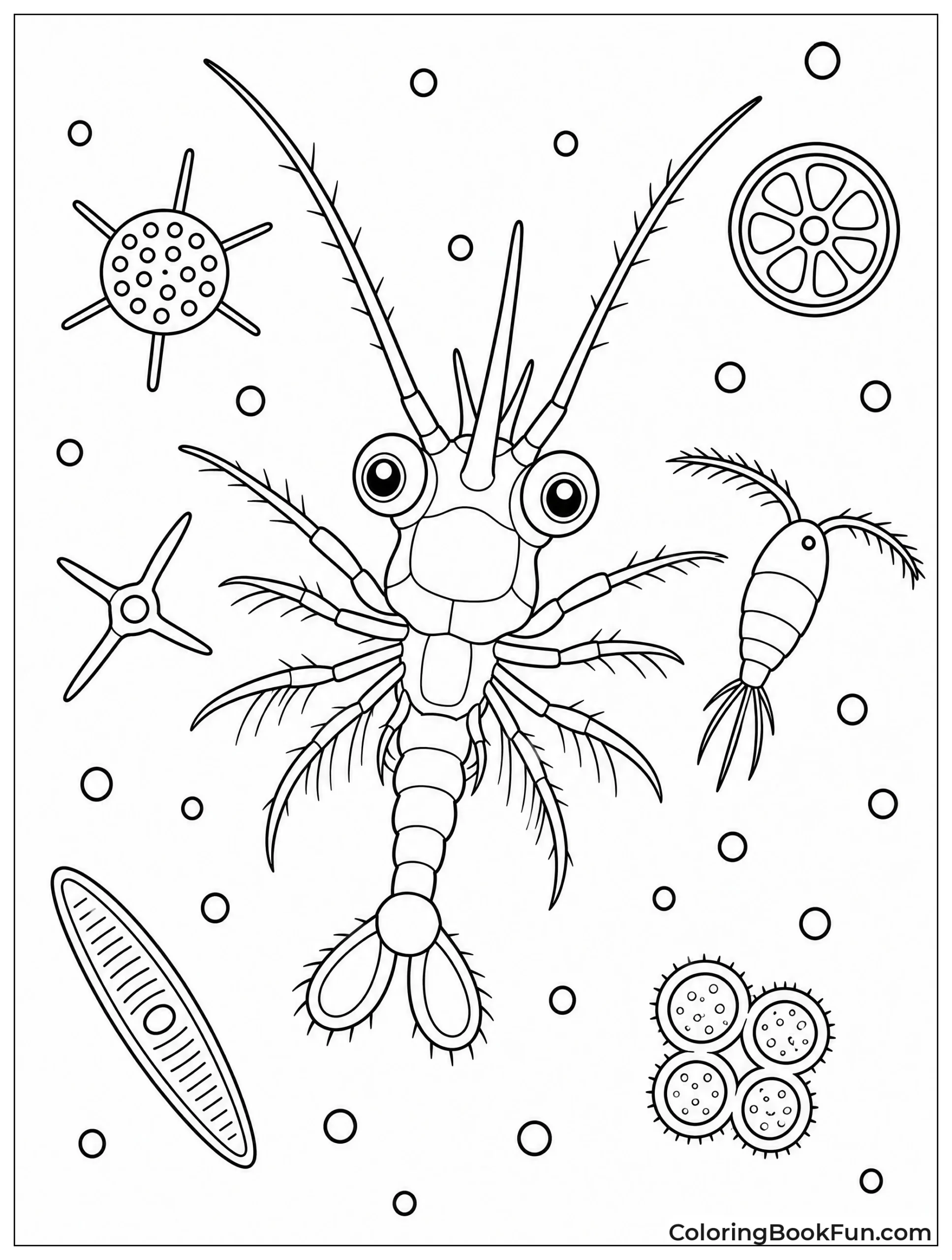 Tiny Larva Floating Among Plankton