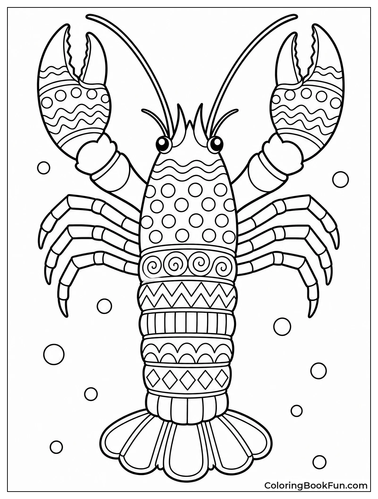 Lobster with Zentangle Shell Patterns