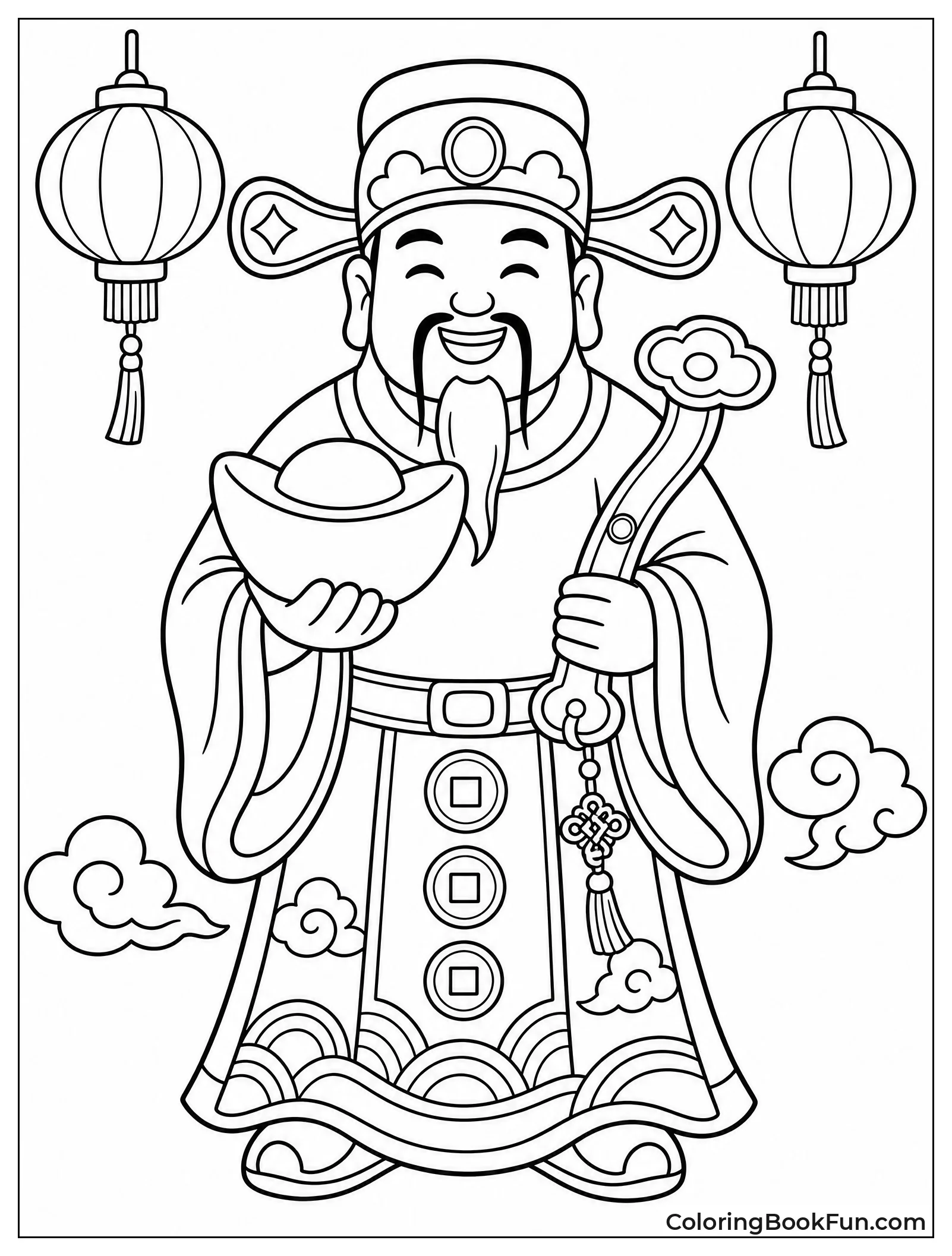 God of Wealth Holds Gold Ingot