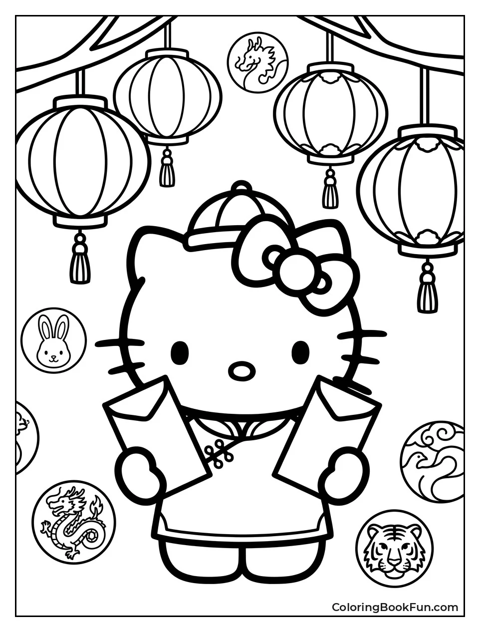 Hello Kitty Holding Red Envelopes