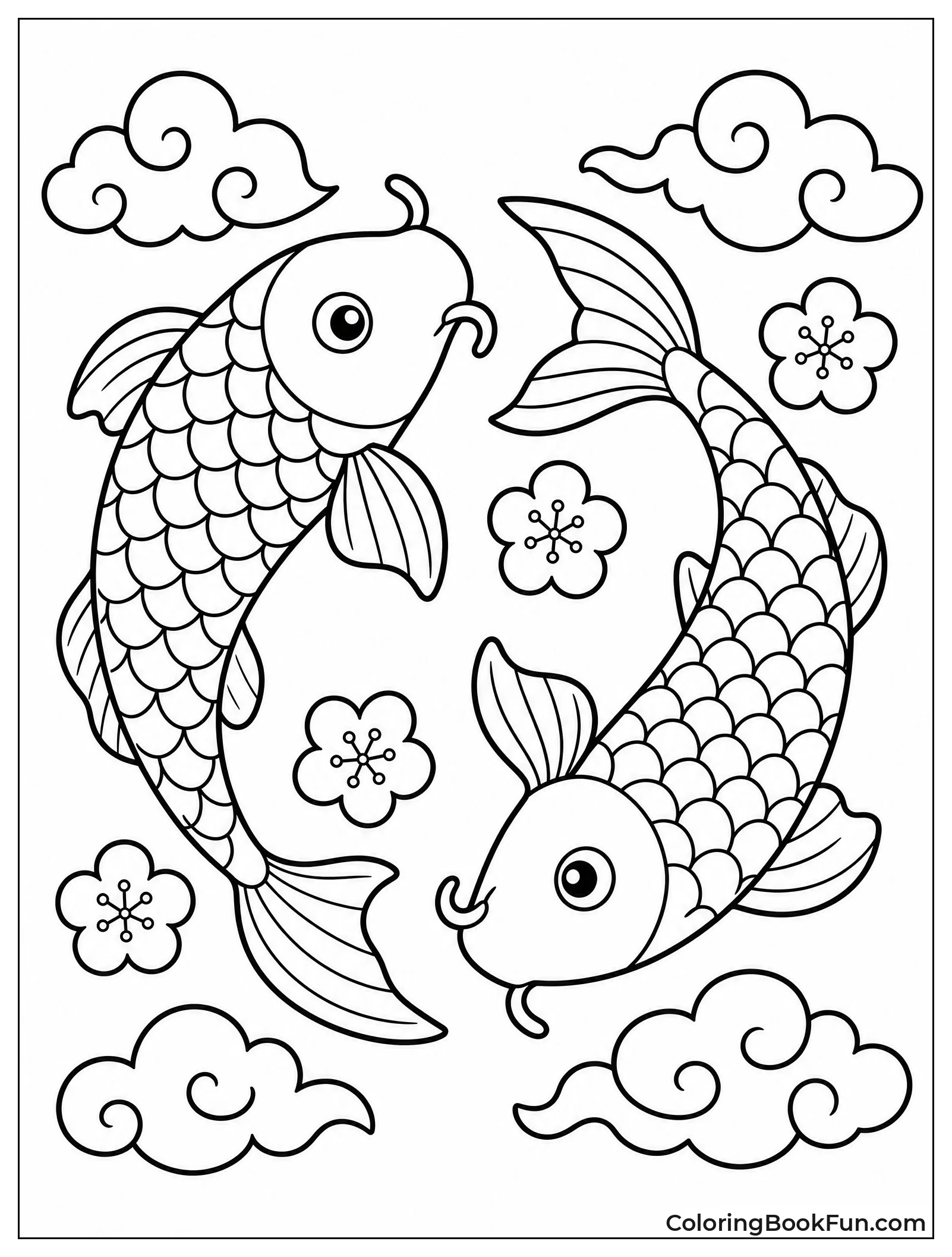 Koi Fish Swim in Circle