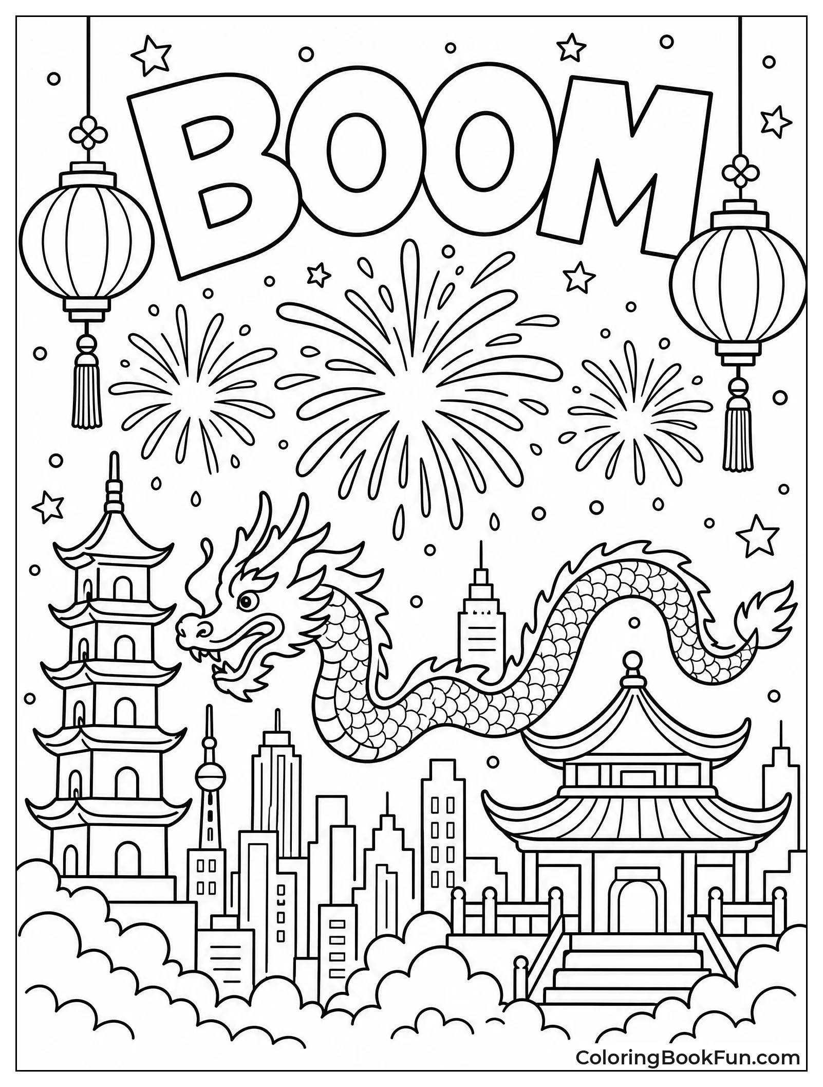 Fireworks Explode Over City Skyline