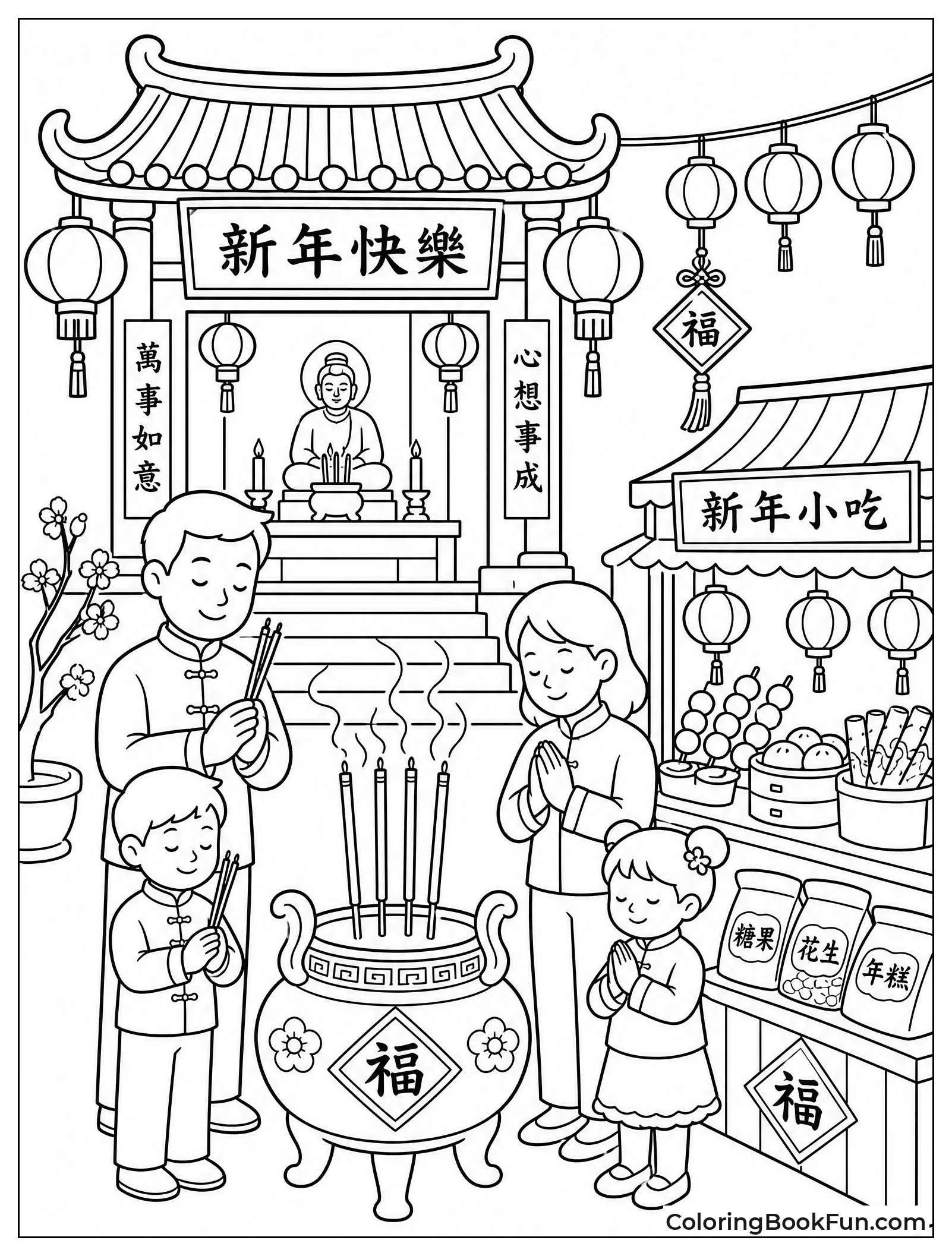 Families Pray at Temple Fair