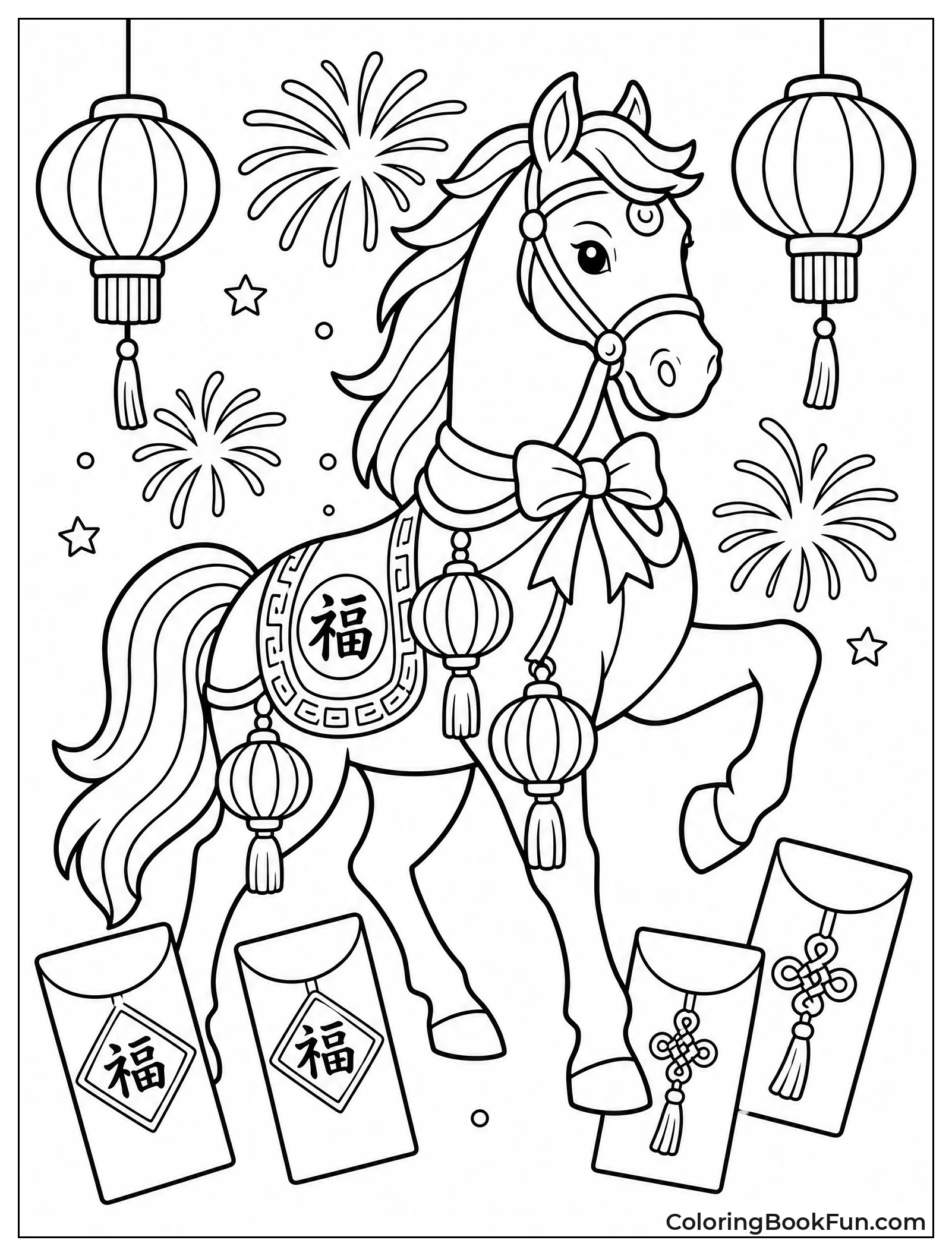 Strong Horse with Ribbons and Lanterns