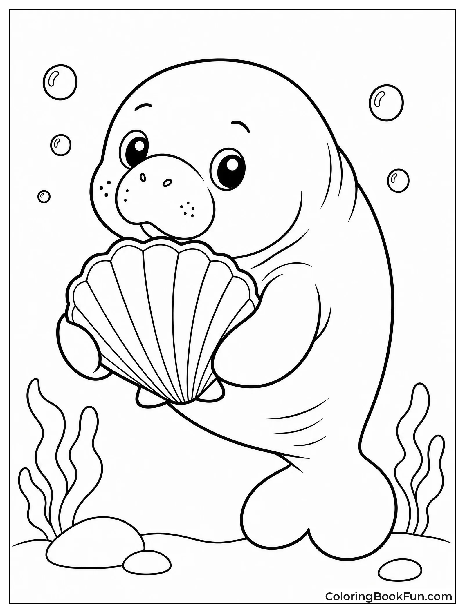 Chibi Manatee Holding Seashell