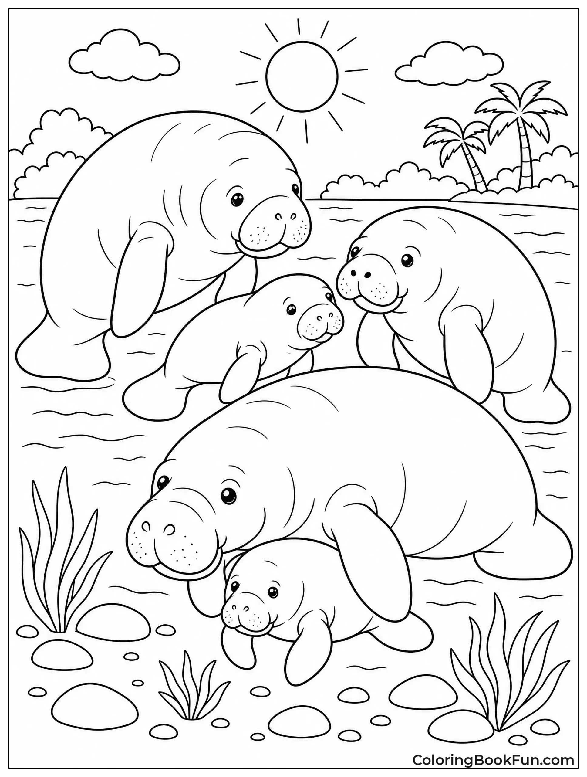 Group of Manatees Together
