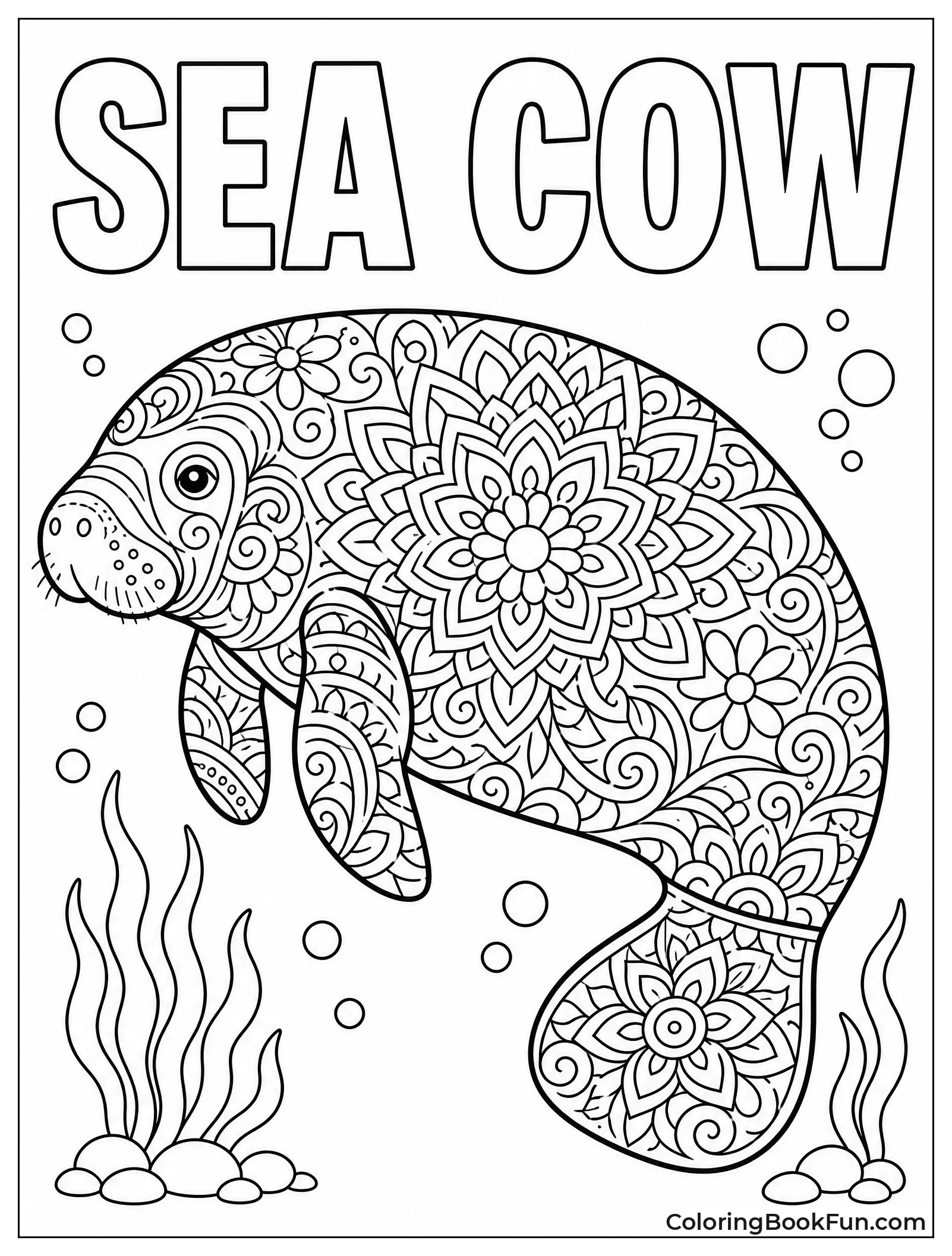 Manatee with Mandala Patterns