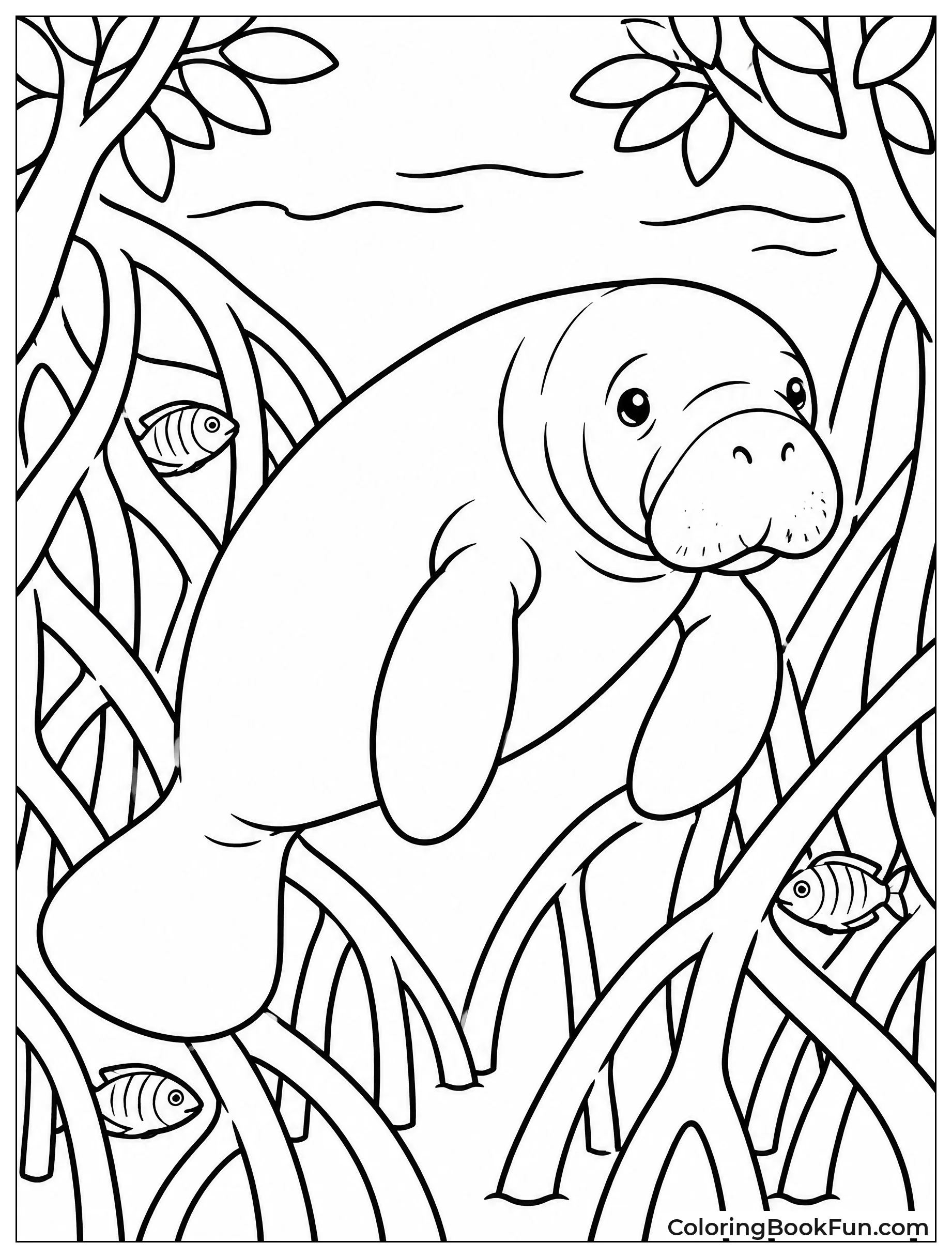 Manatee in Mangrove Roots