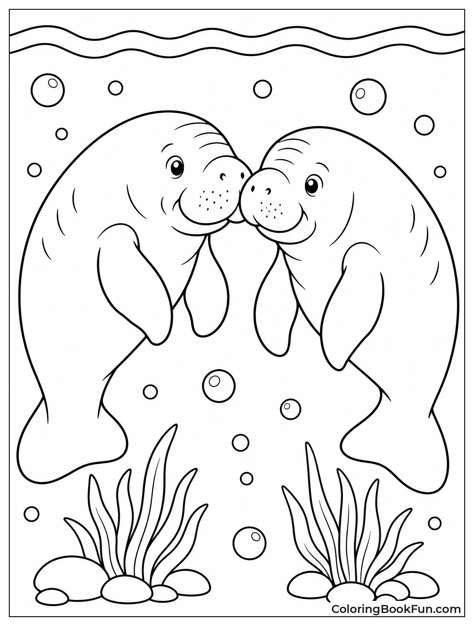 Two Manatees Nudging Muzzles Together