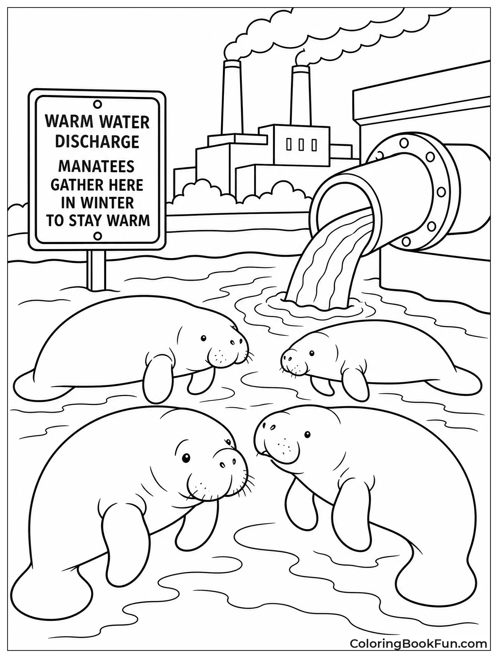 Manatees near Warm Water Pipe