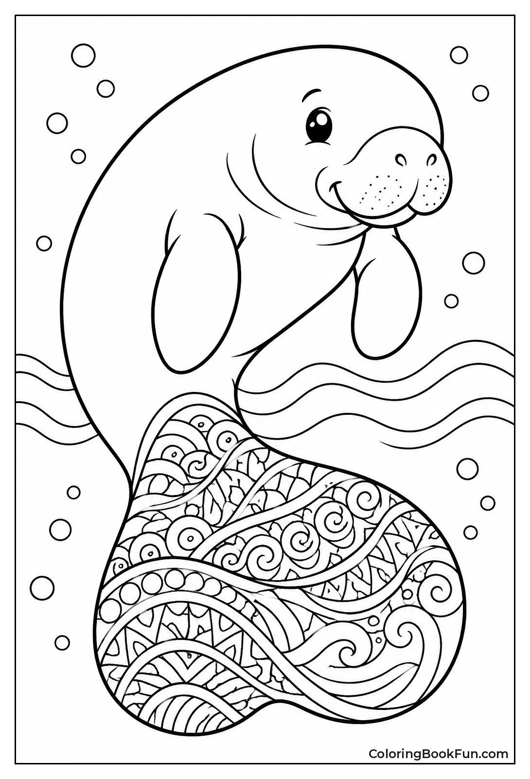 Manatee Tail with Zentangle Art