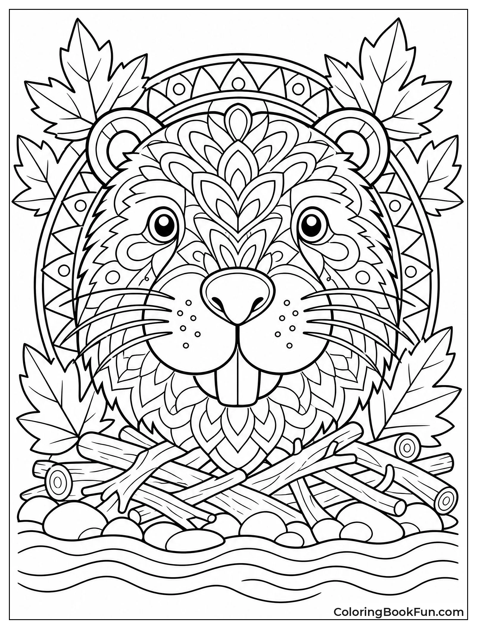 Mandala Style Beaver Face Design