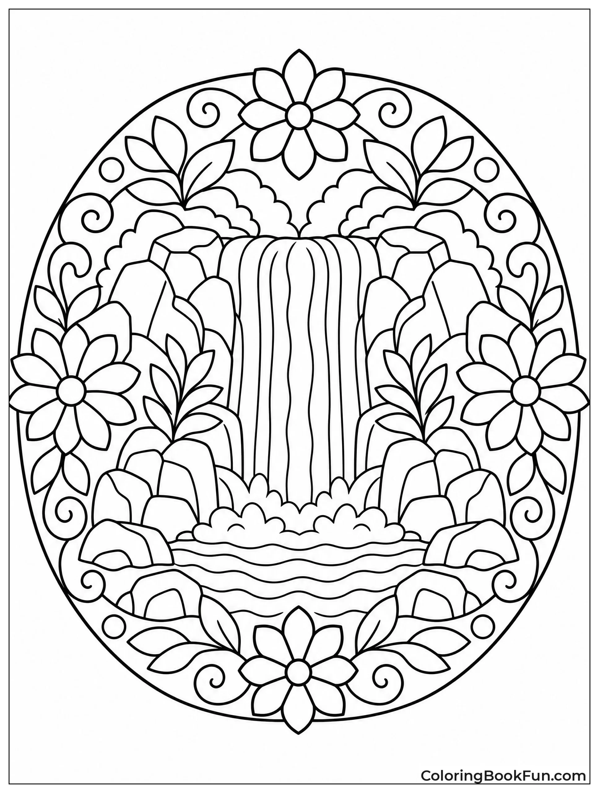 Mandala with Central Waterfall