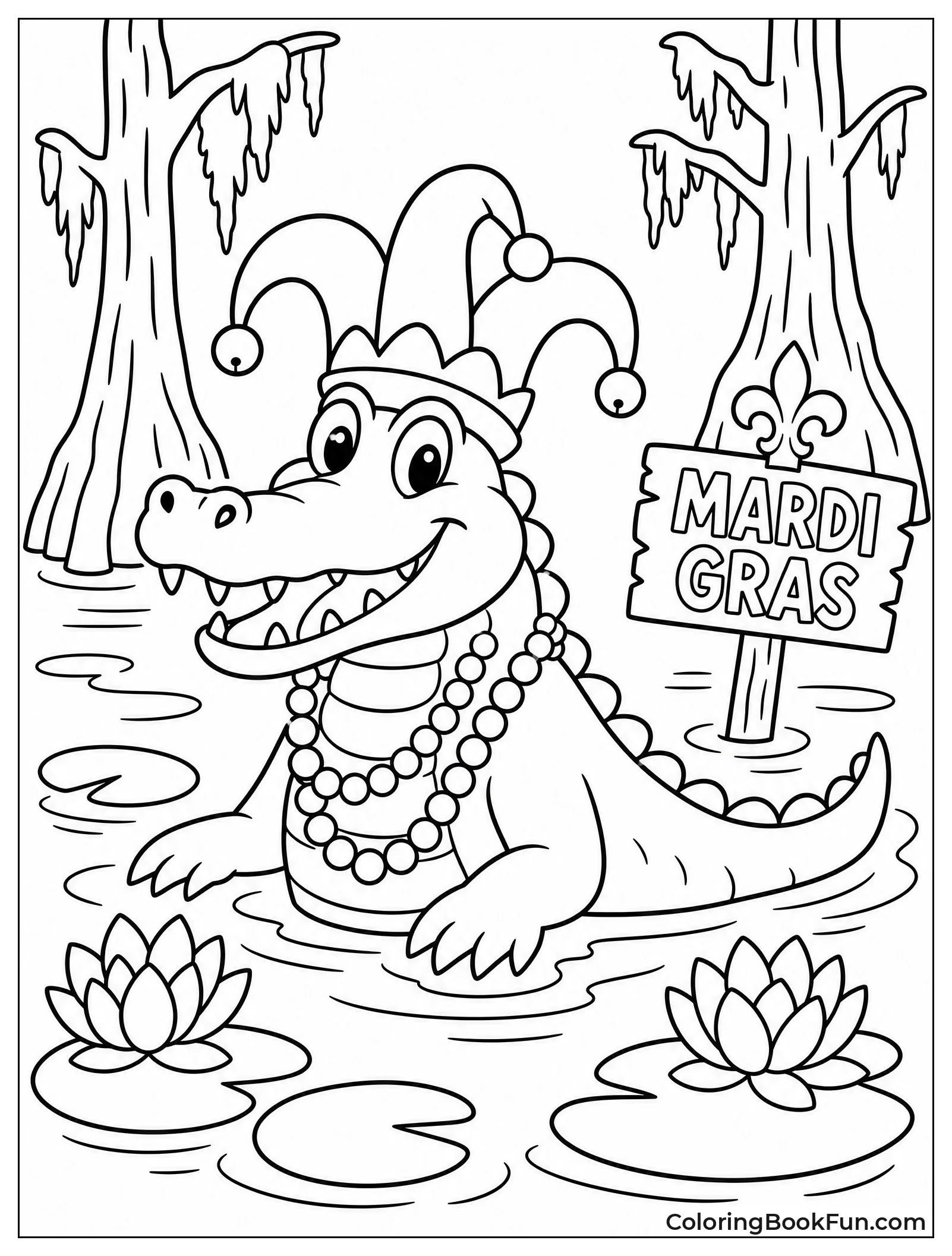 Alligator Wearing a Jester Hat
