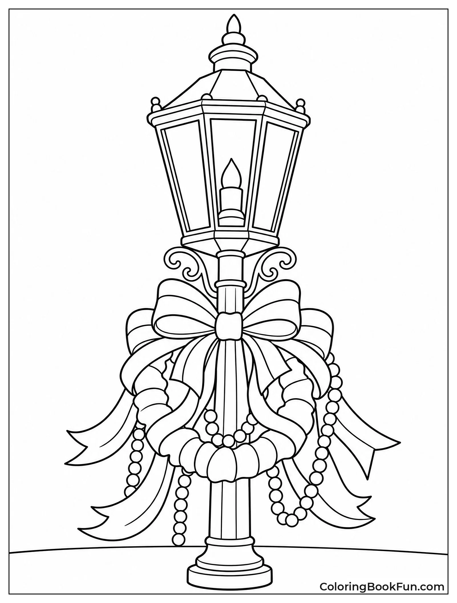 Street Lamp with Ribbon Wreath