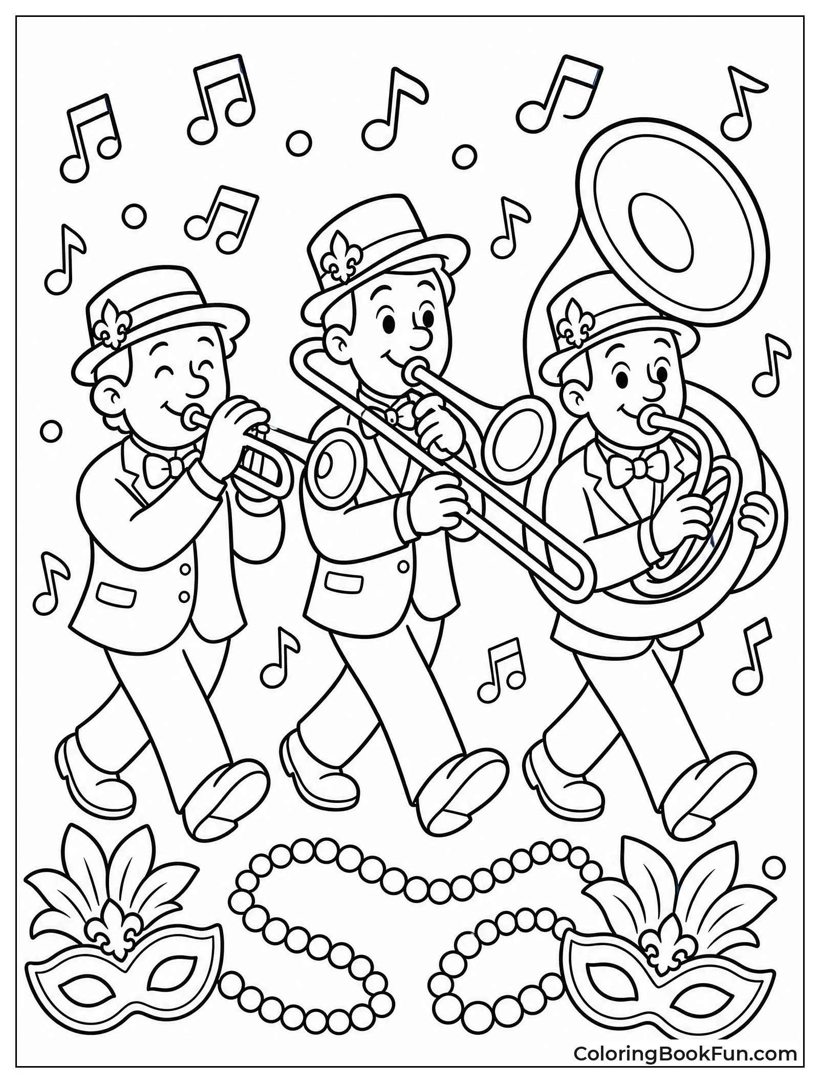 Band Marching with Brass Horns