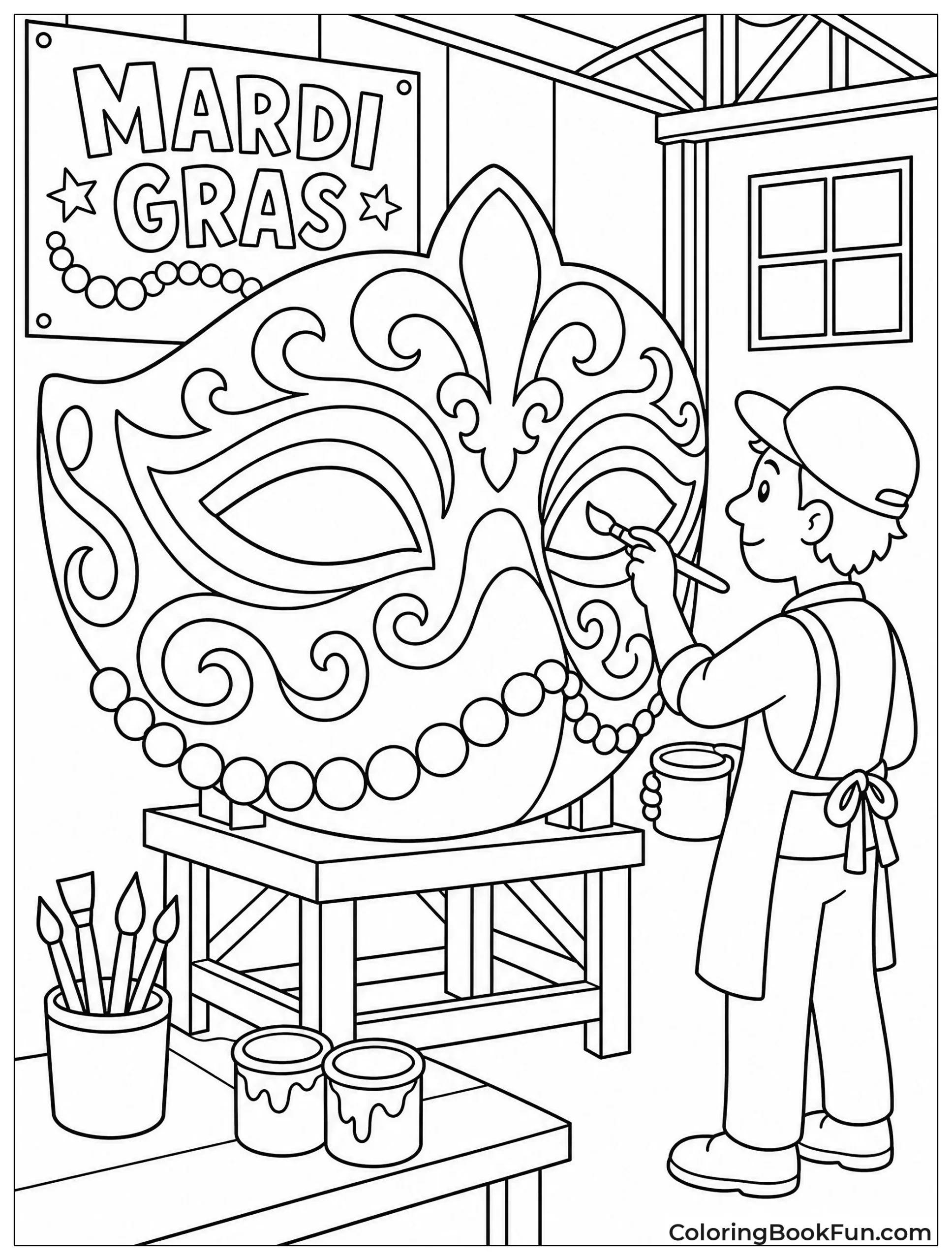 Artist Painting a Big Mask