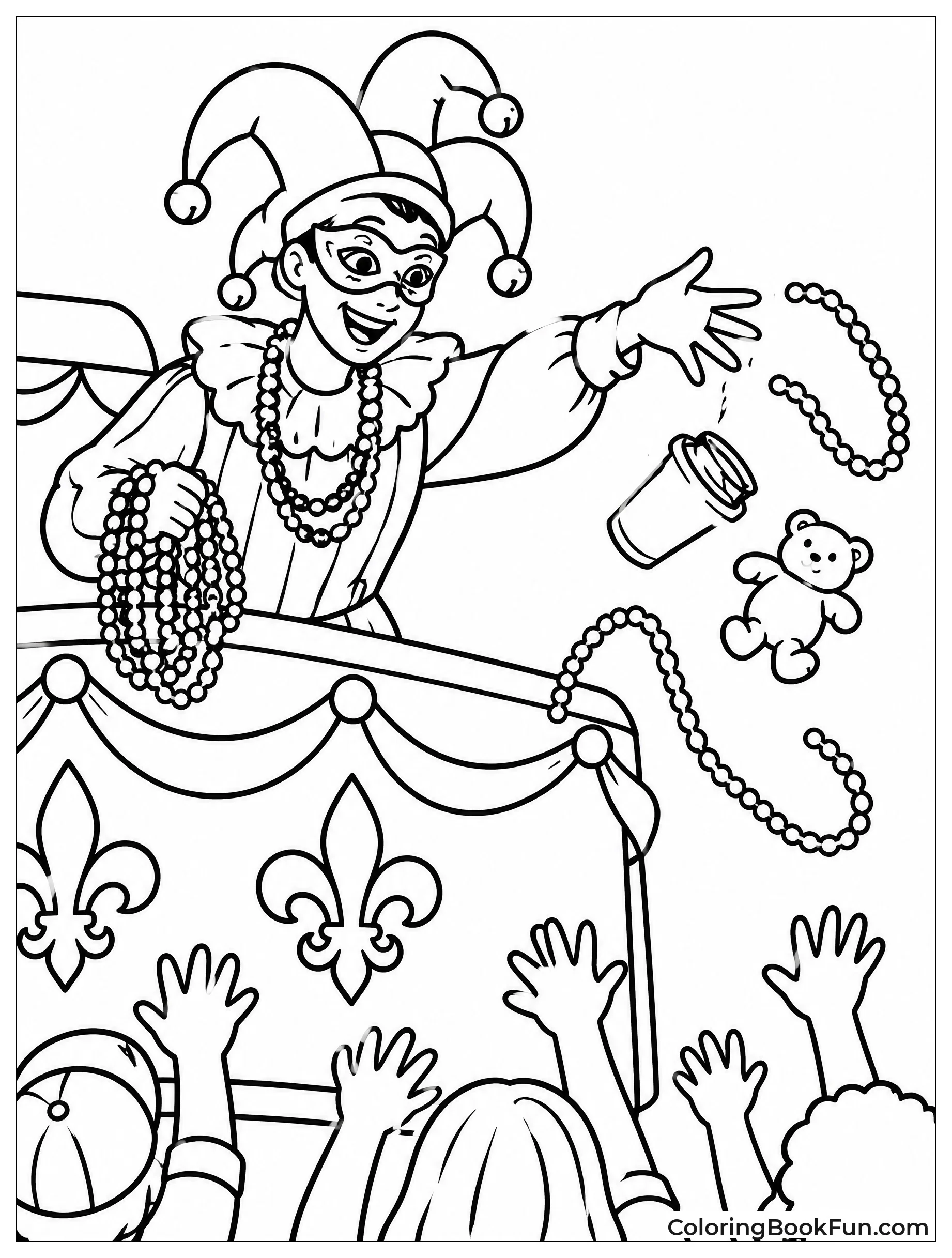 Person Tossing Beads from Float