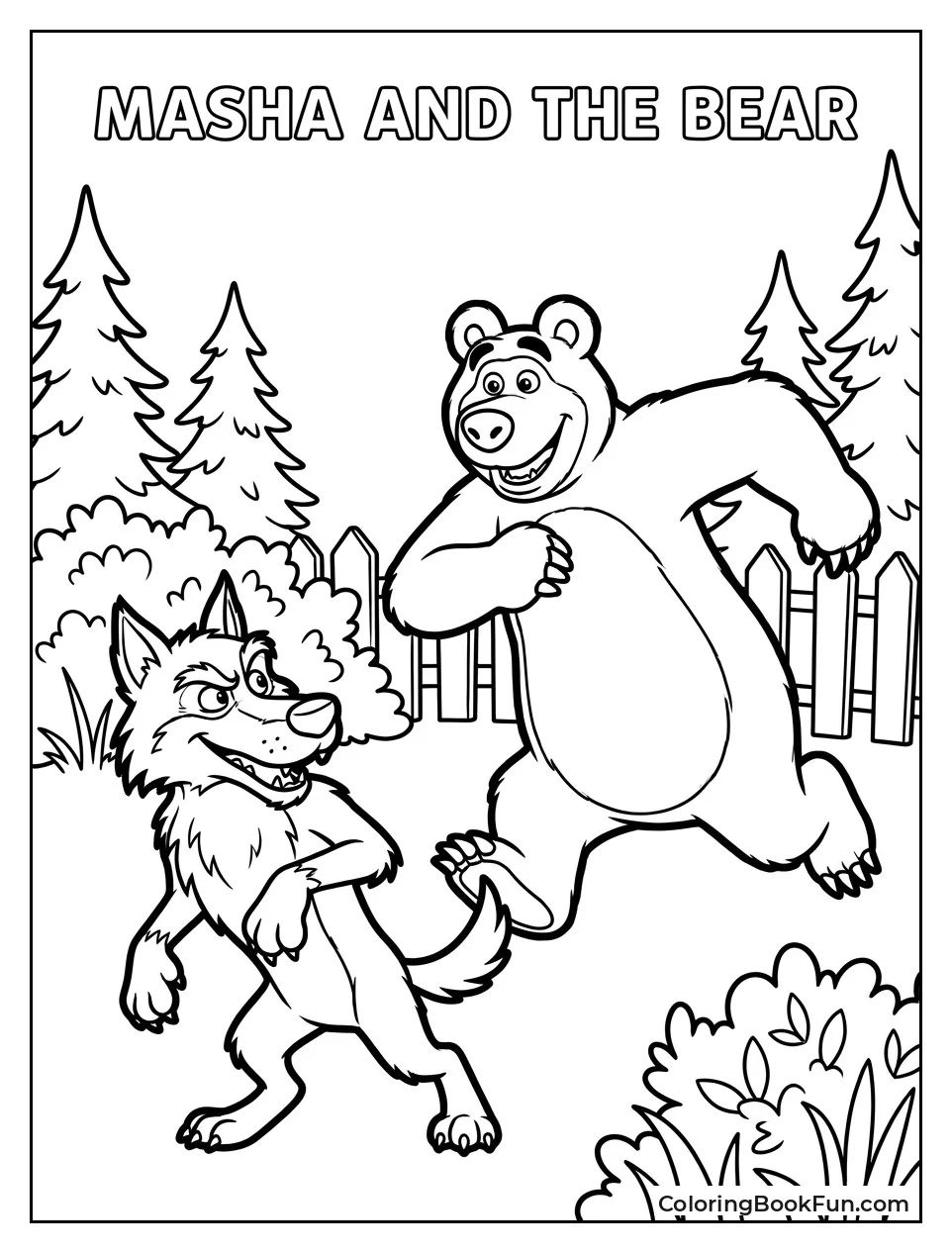 Bear Chases Wolf Through Forest