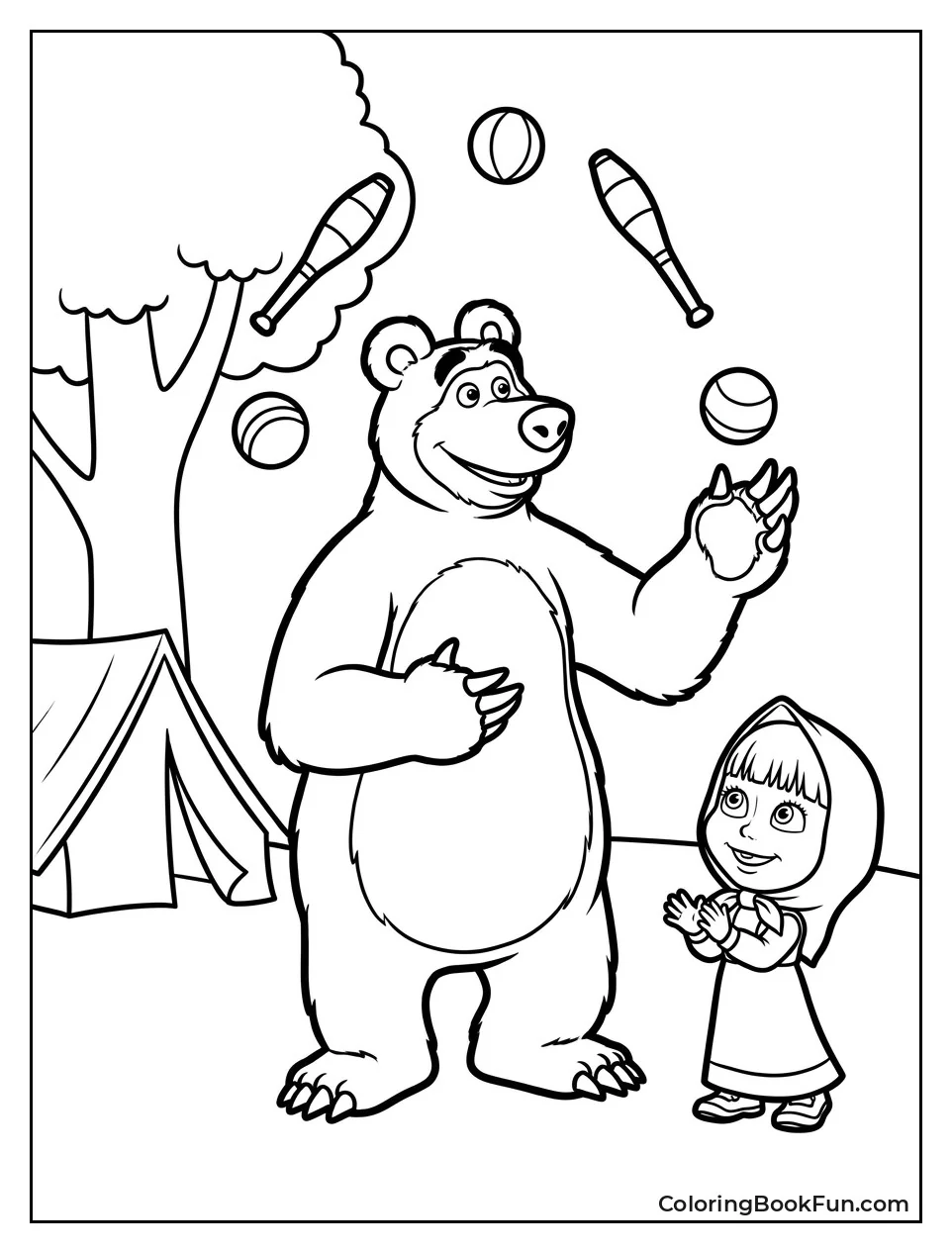 Bear Juggles Balls And Pins