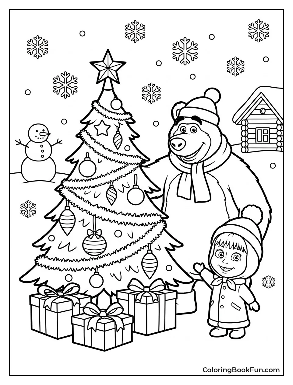 Masha and Bear Opening Christmas Presents