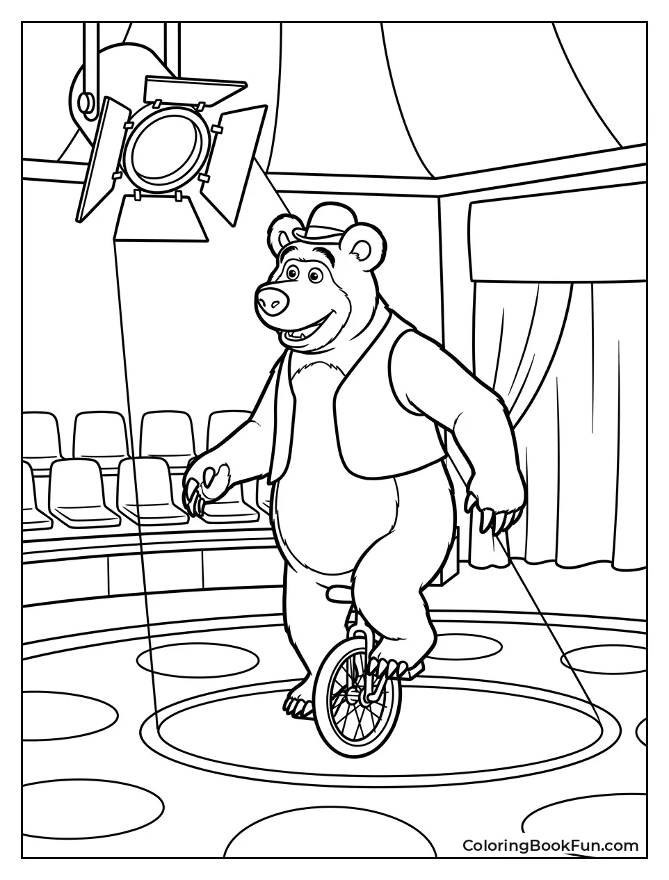 Bear Rides Unicycle In Circus
