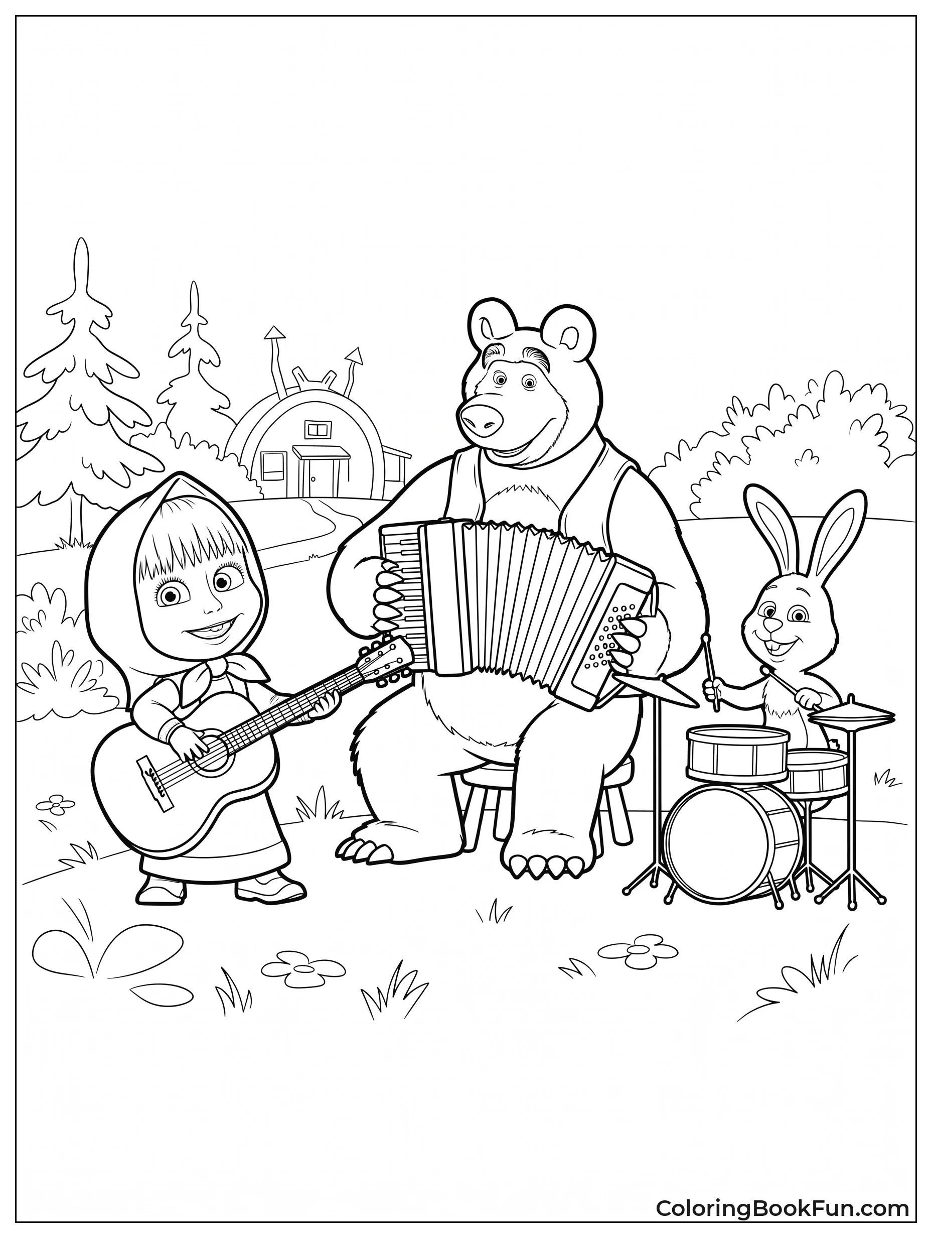 Friends Play Music In Forest