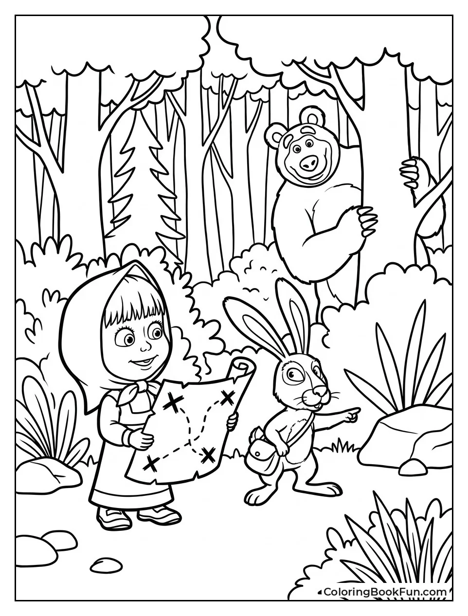 Masha Follows Rabbit With Map